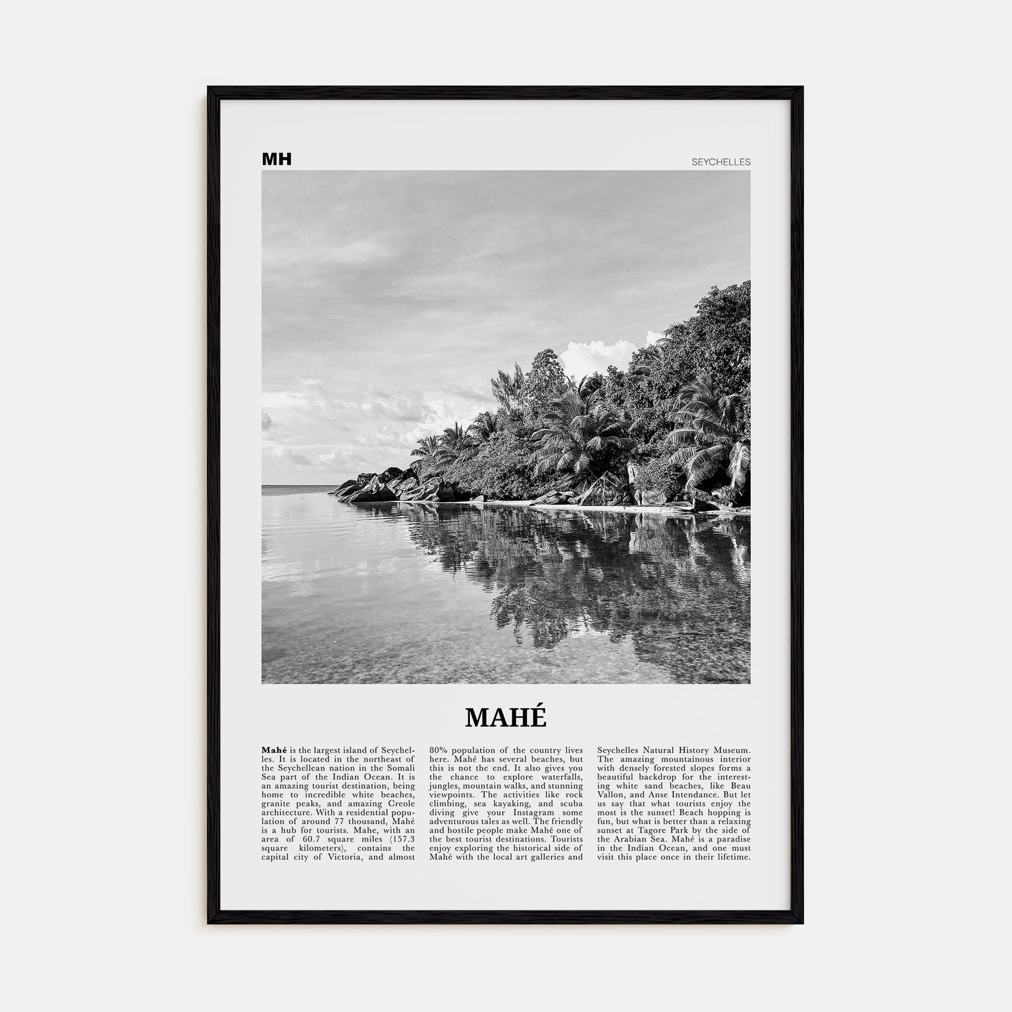 Mahé Travel B&W Poster