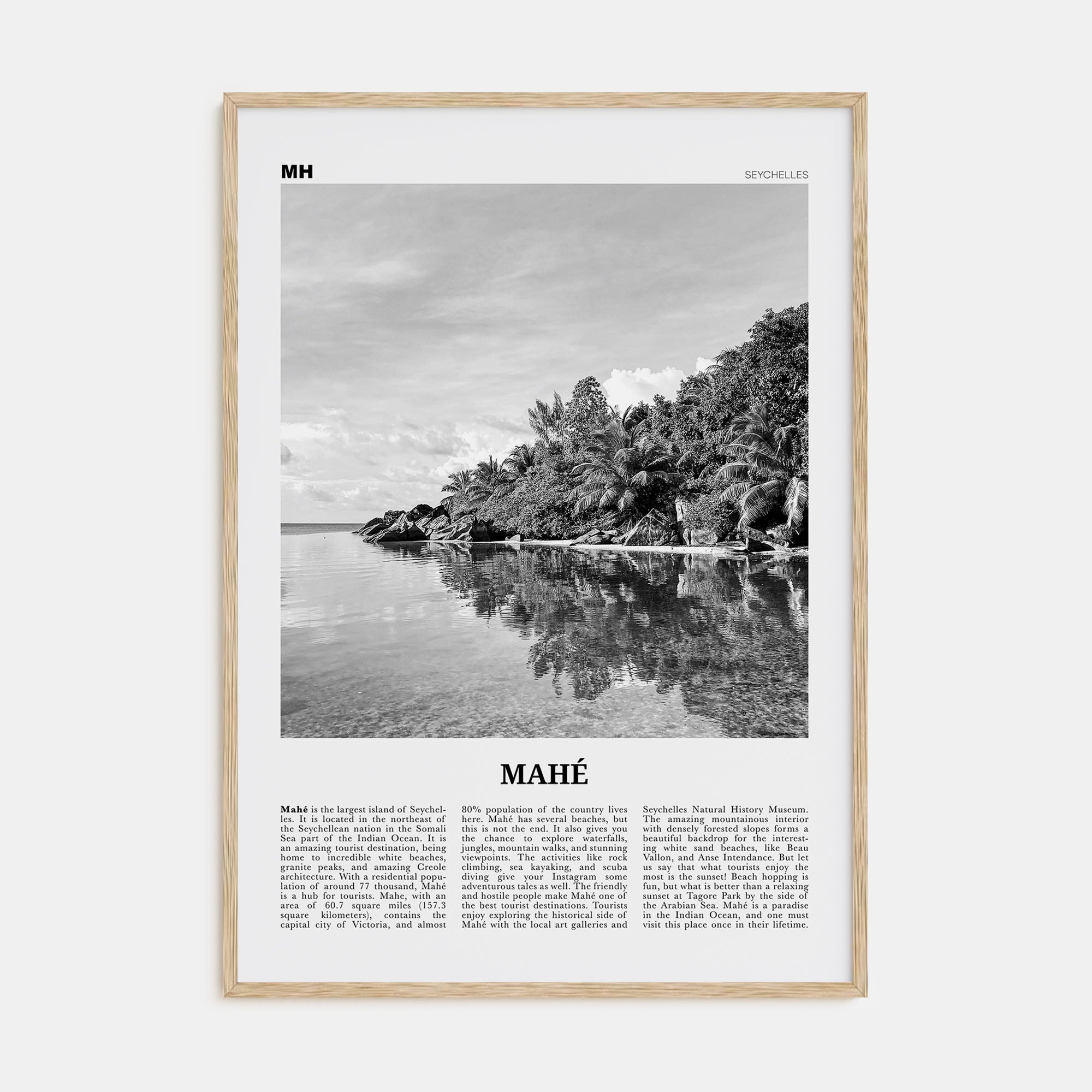 Mahé Travel B&W Poster