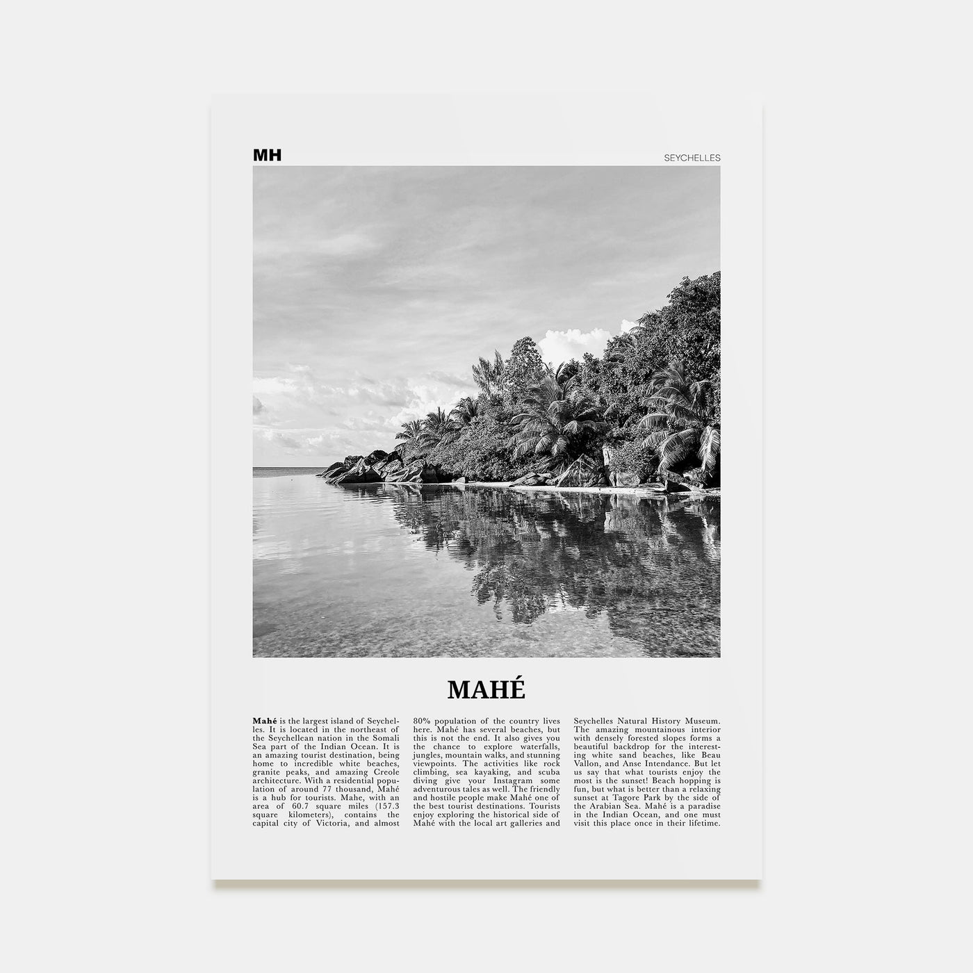 Mahé Travel B&W Poster