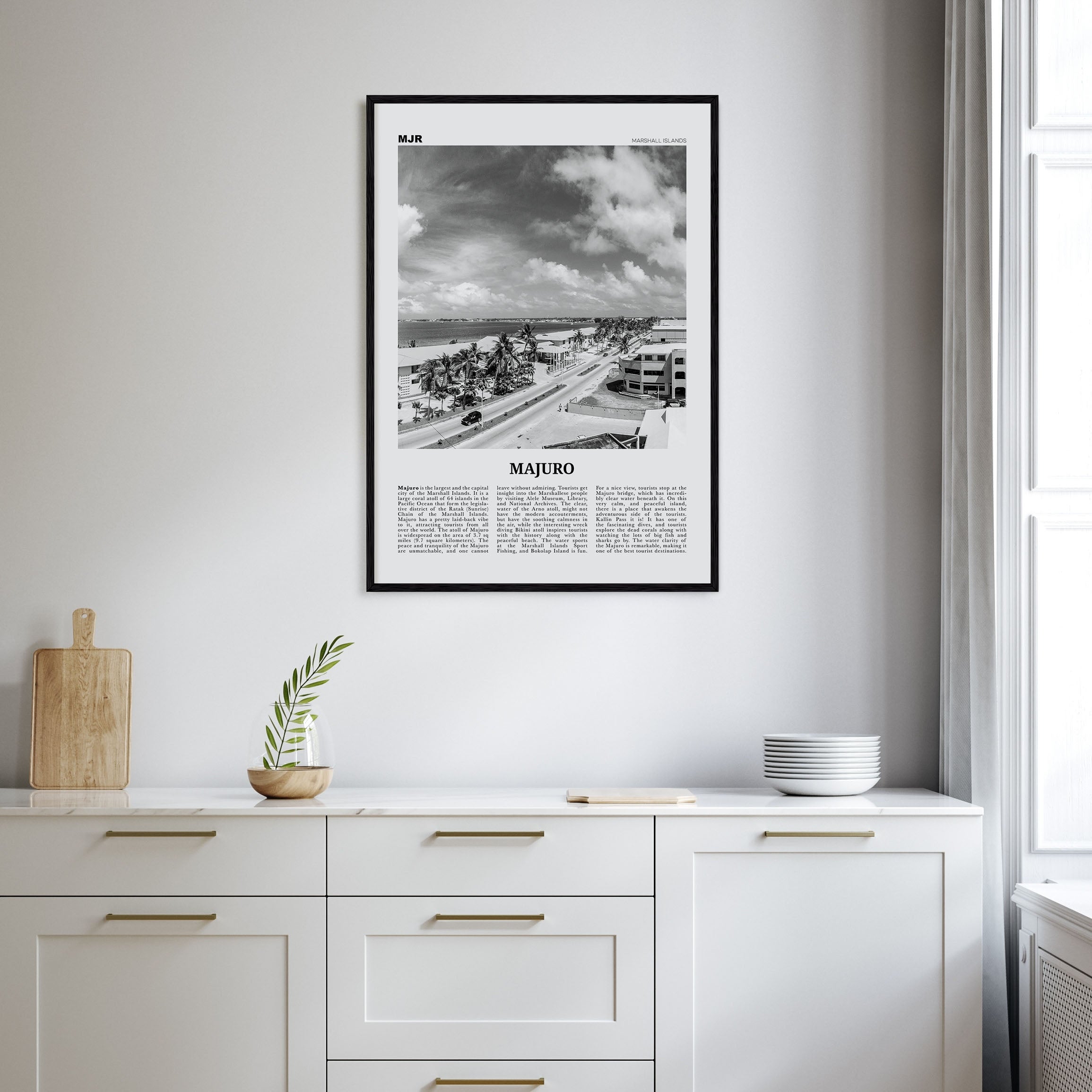 Majuro Travel B&W Poster