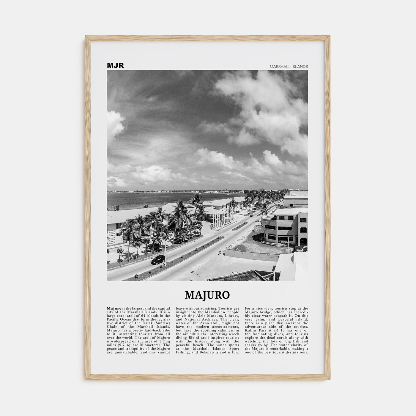 Majuro Travel B&W Poster
