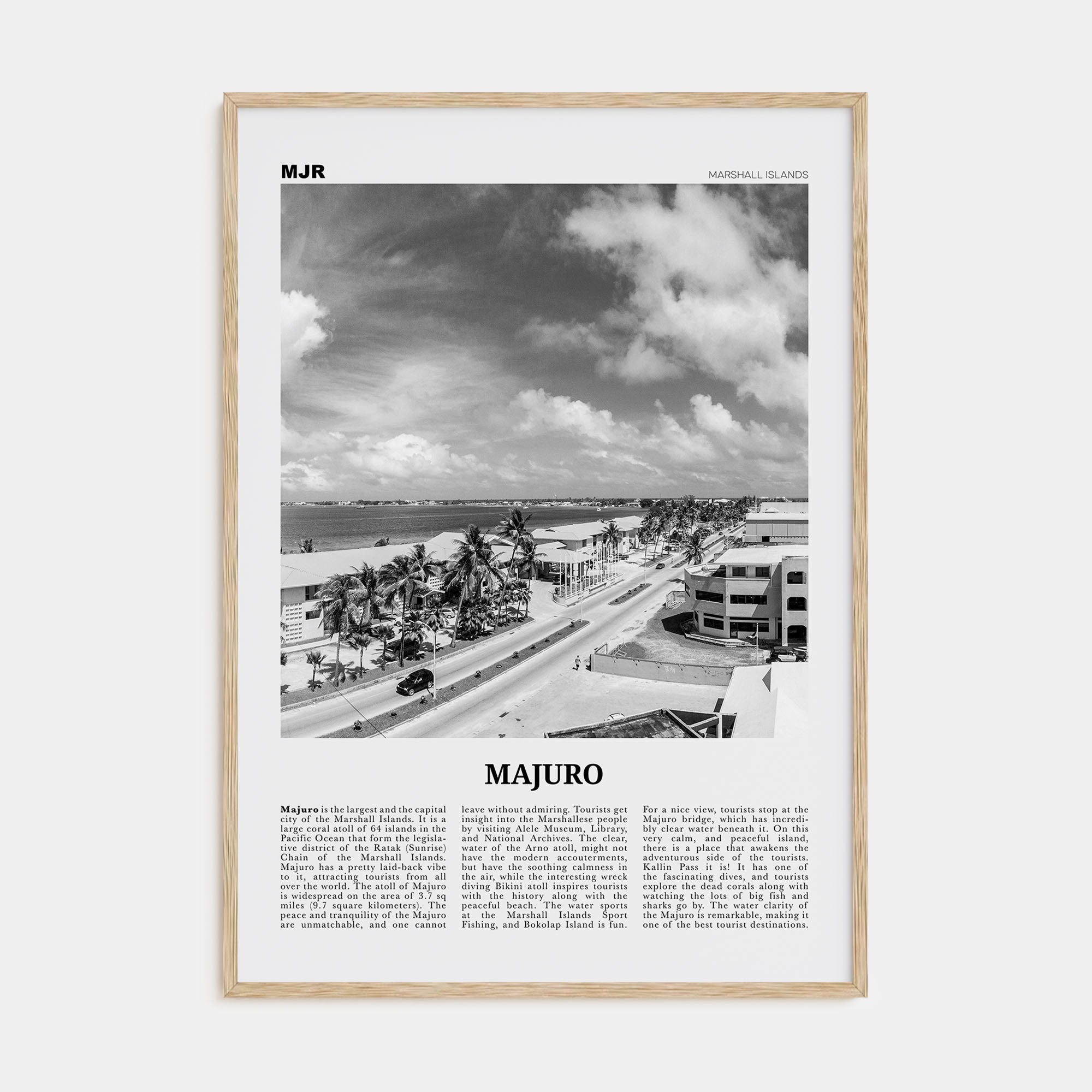 Majuro Travel B&W Poster