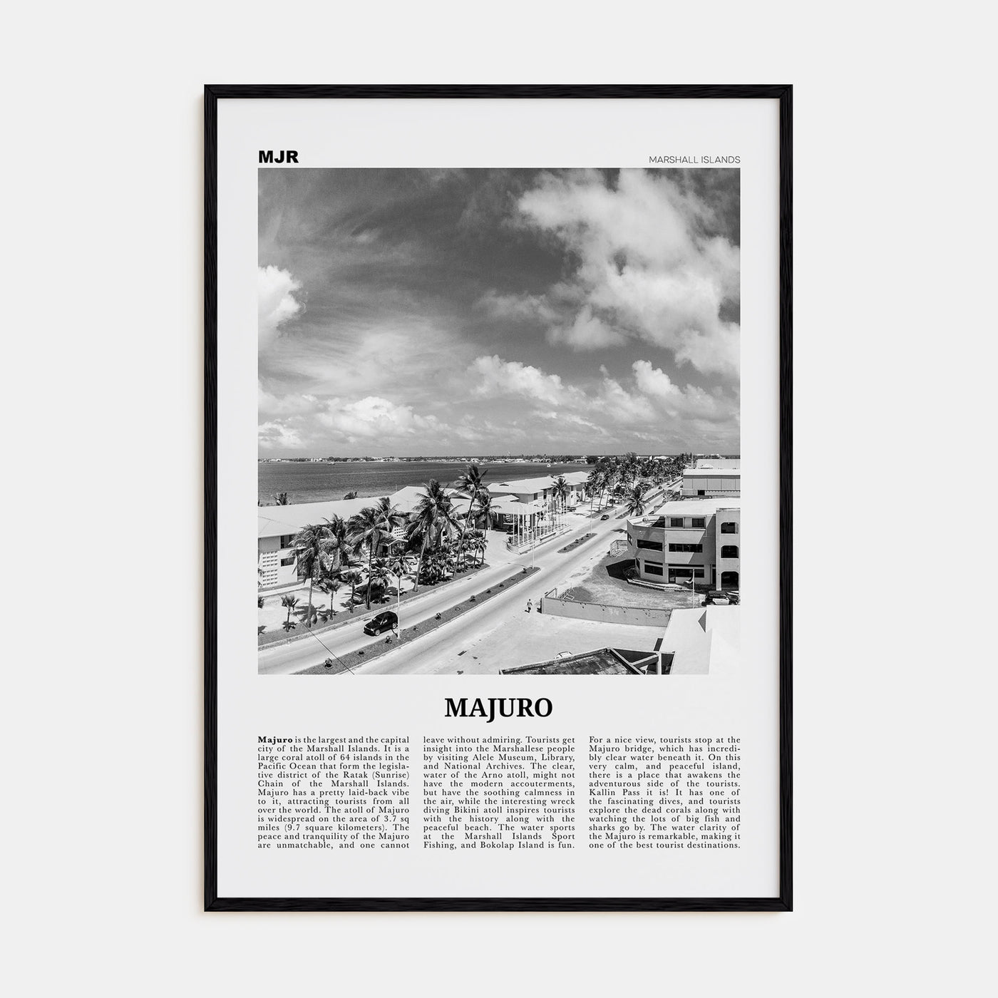 Majuro Travel B&W Poster