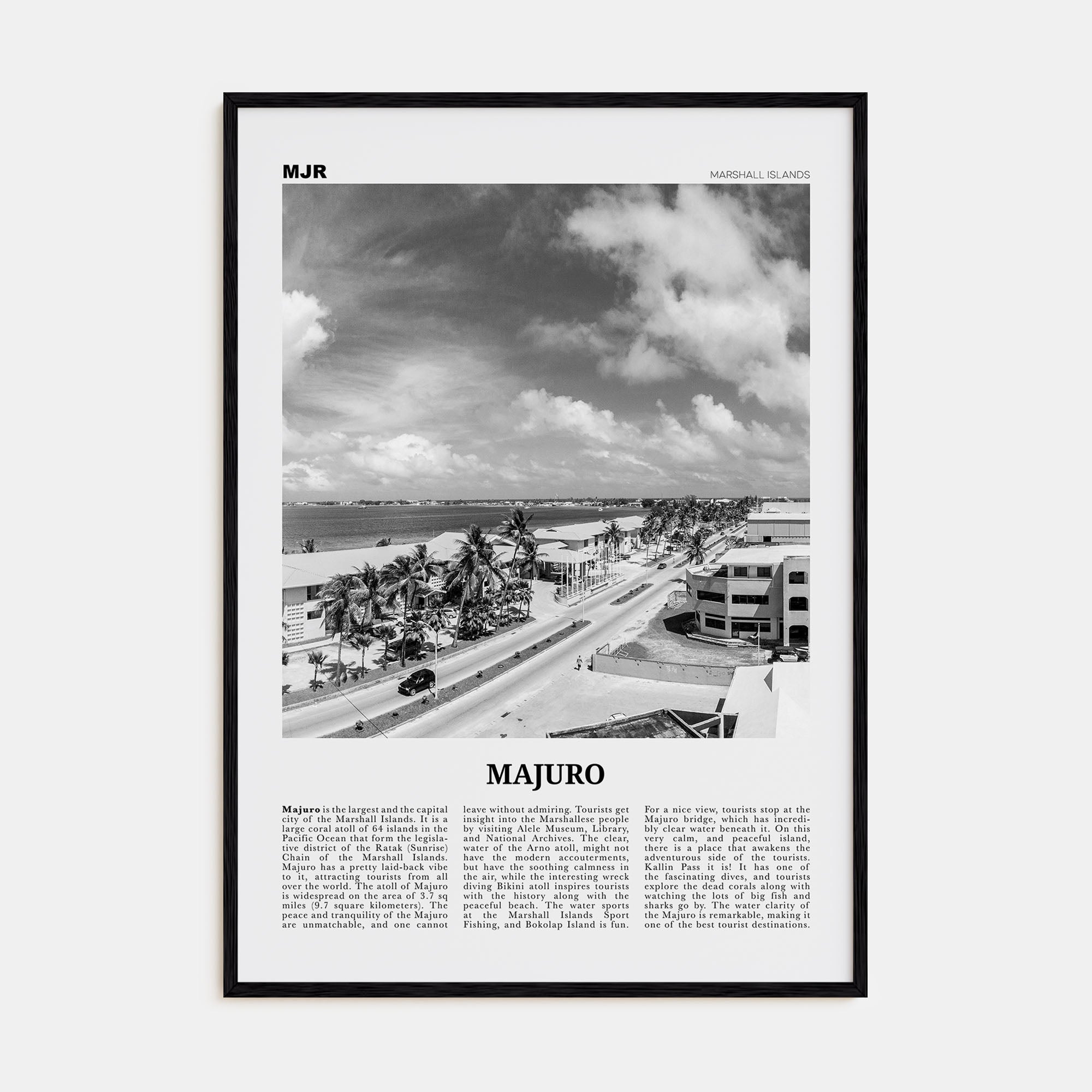 Majuro Travel B&W Poster