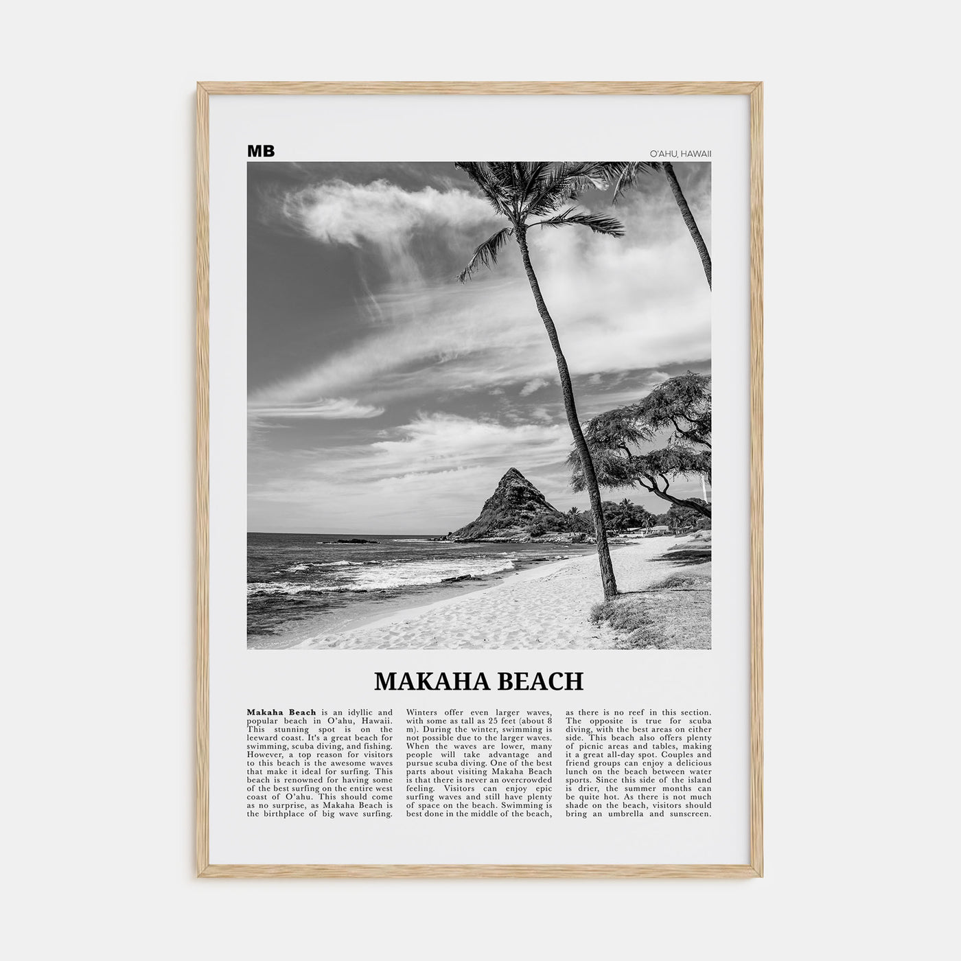 Makaha Beach Travel B&W Poster
