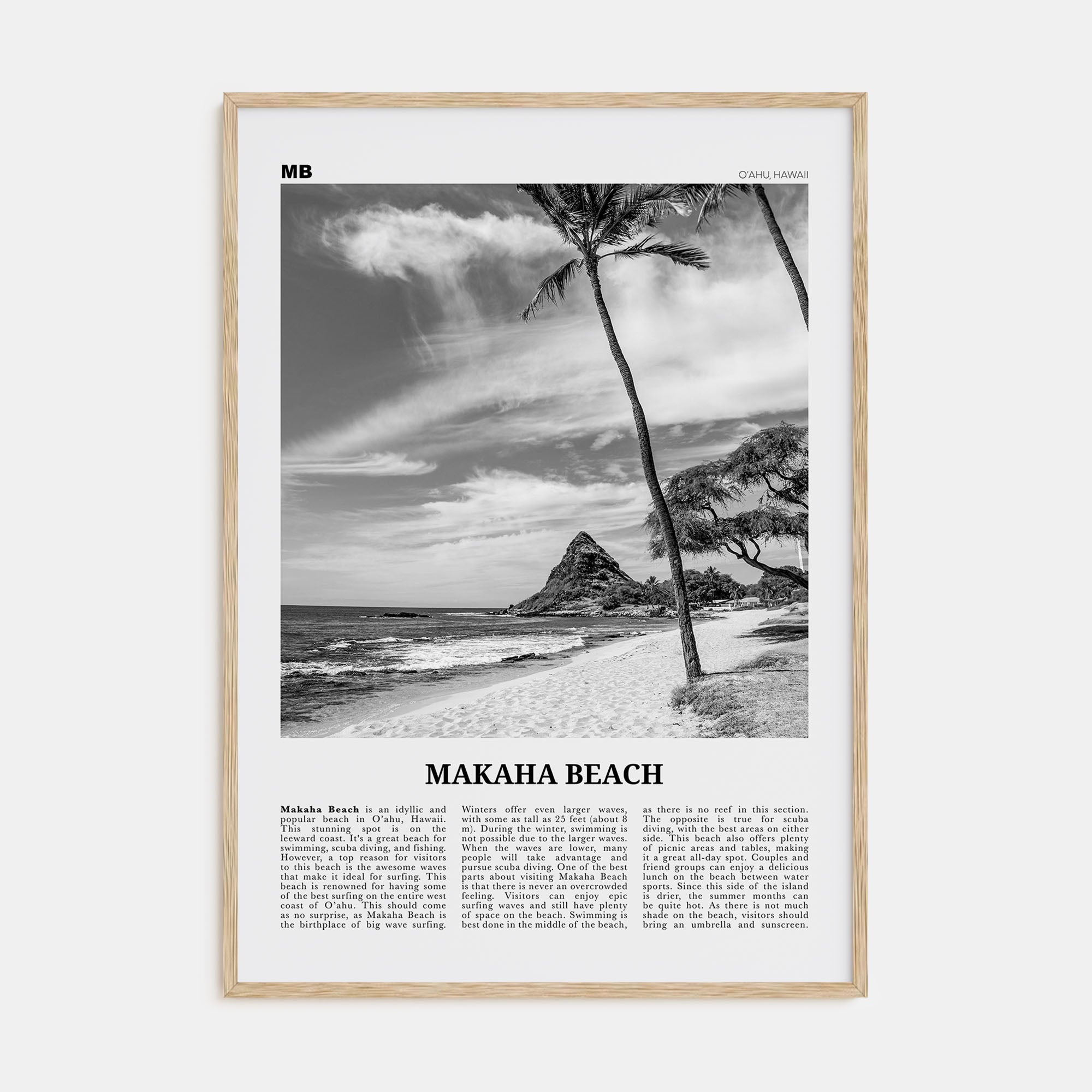 Makaha Beach Travel B&W Poster
