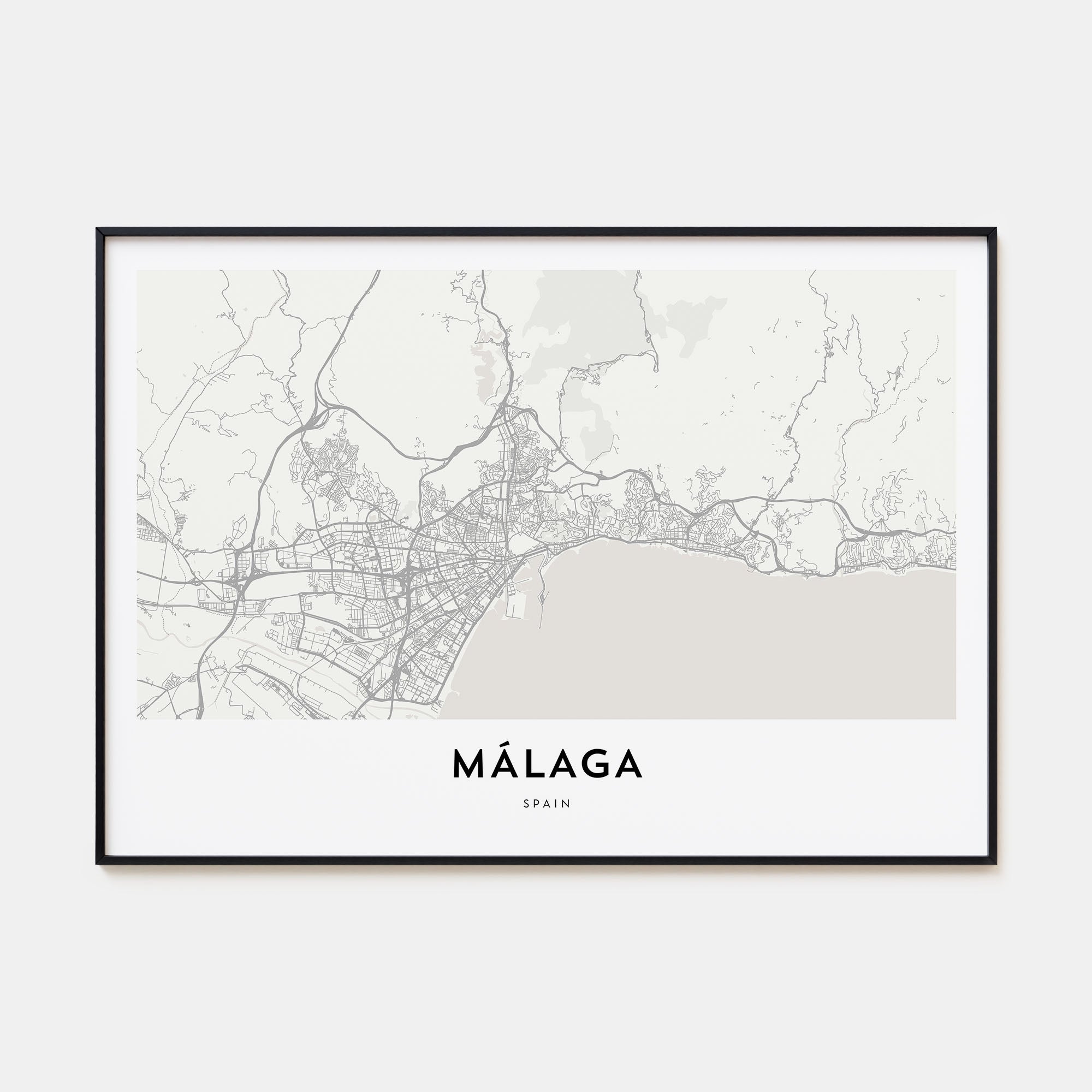 Málaga Map Landscape Poster