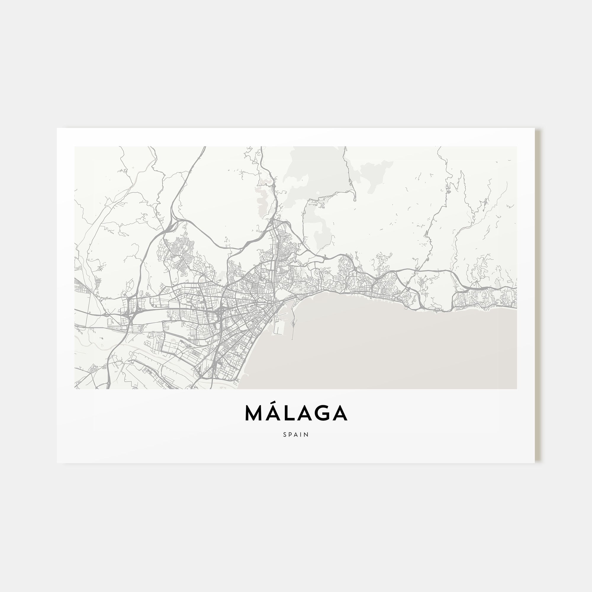Málaga Map Landscape Poster