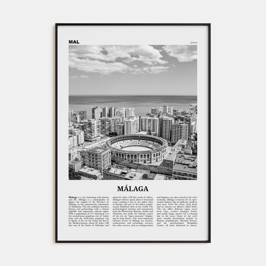 Málaga Travel B&W No 1 Poster