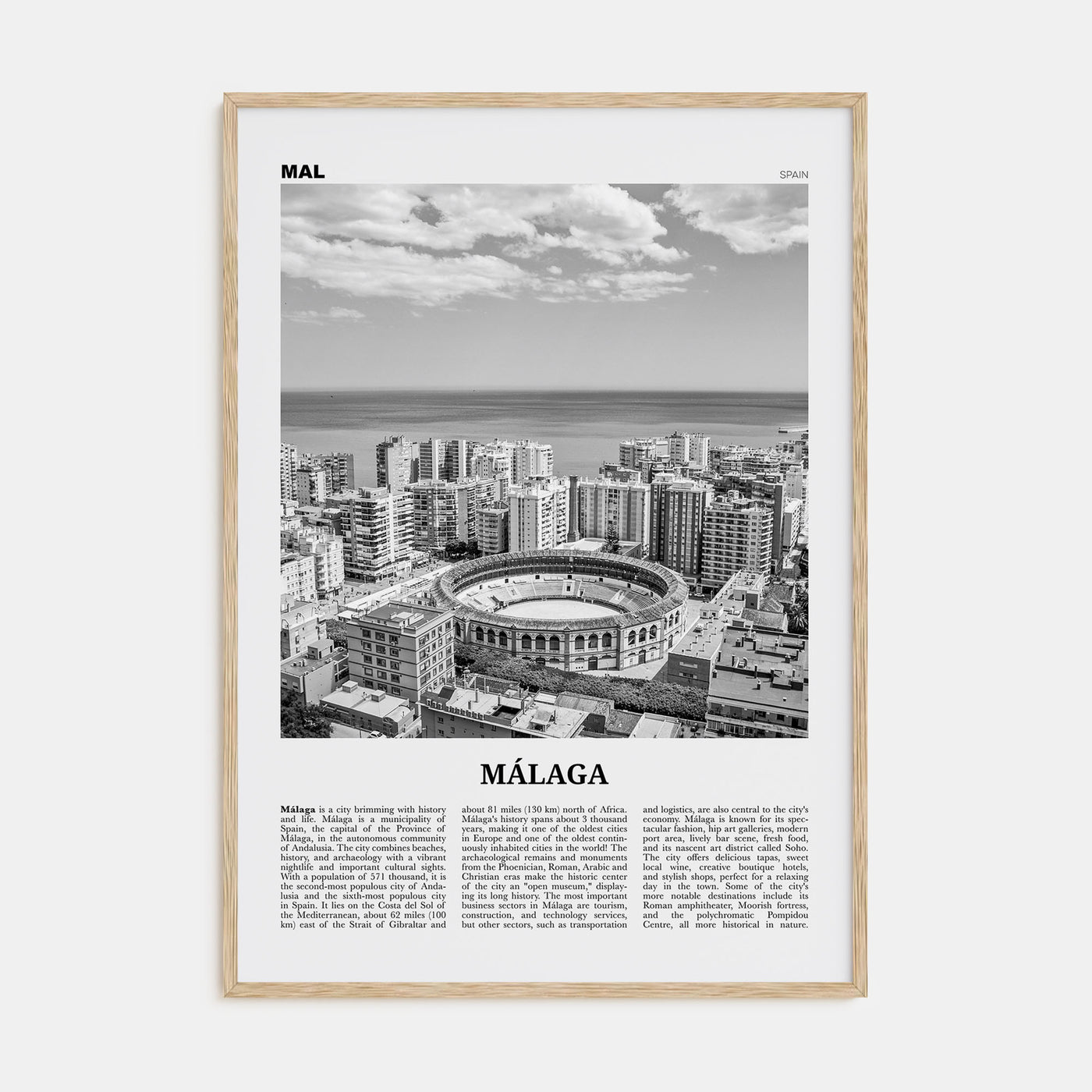 Málaga Travel B&W No 1 Poster