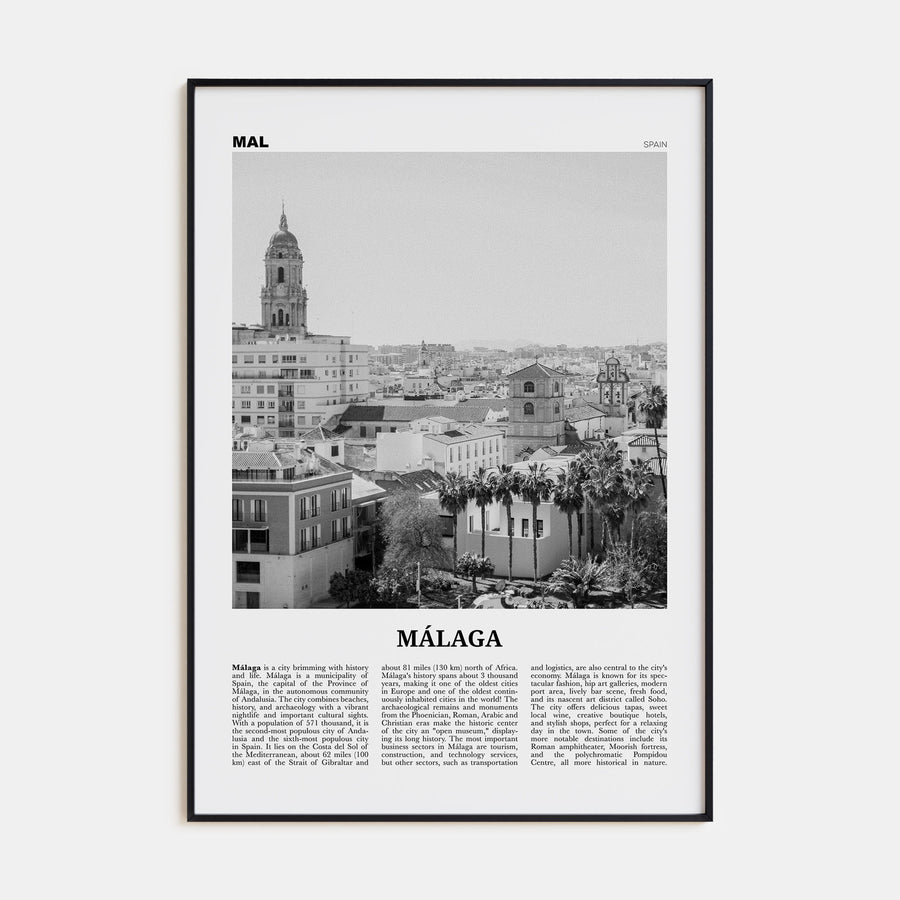 Málaga Travel B&W No 2 Poster