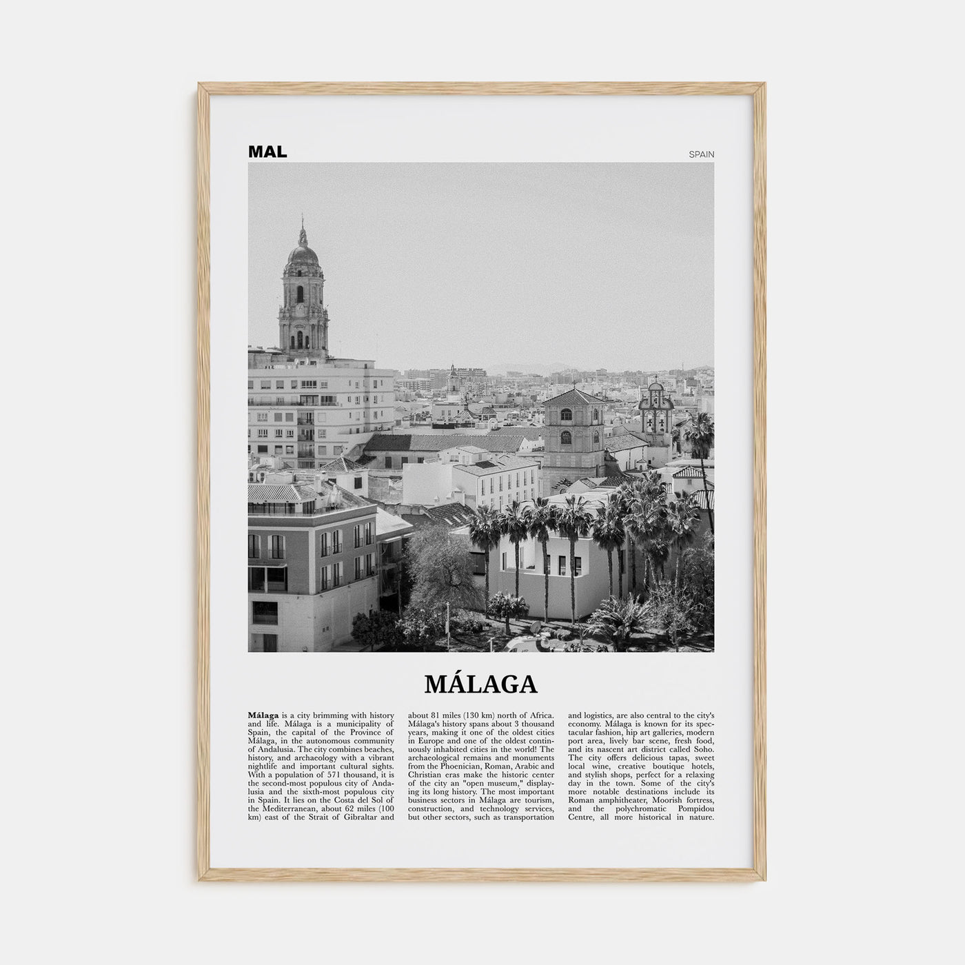 Málaga Travel B&W No 2 Poster