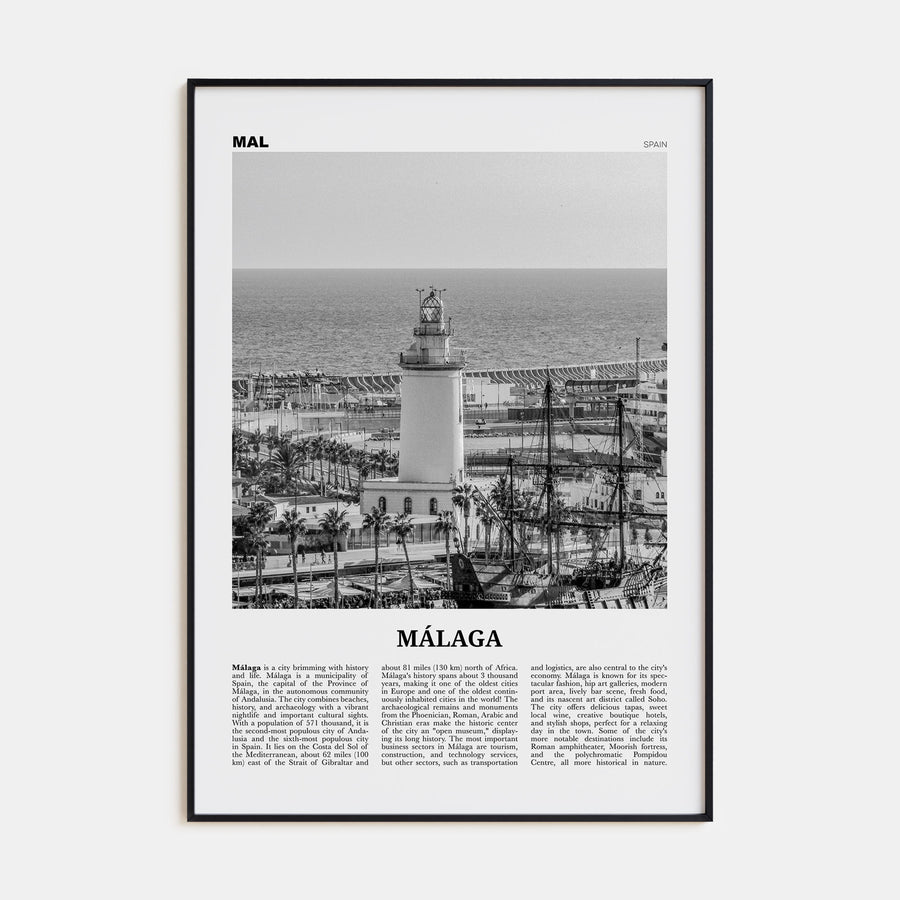 Málaga Travel B&W No 3 Poster