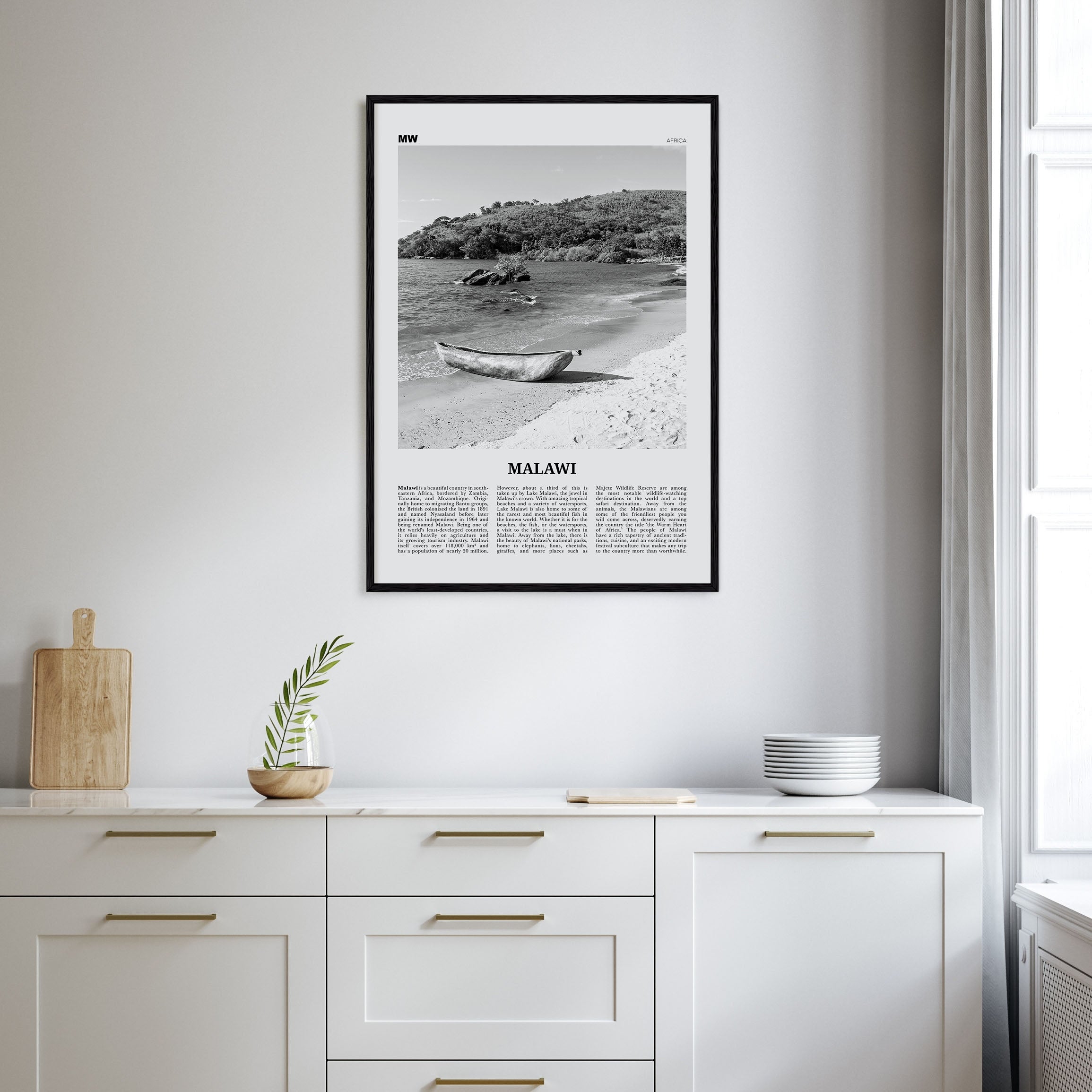 Malawi Travel B&W Poster