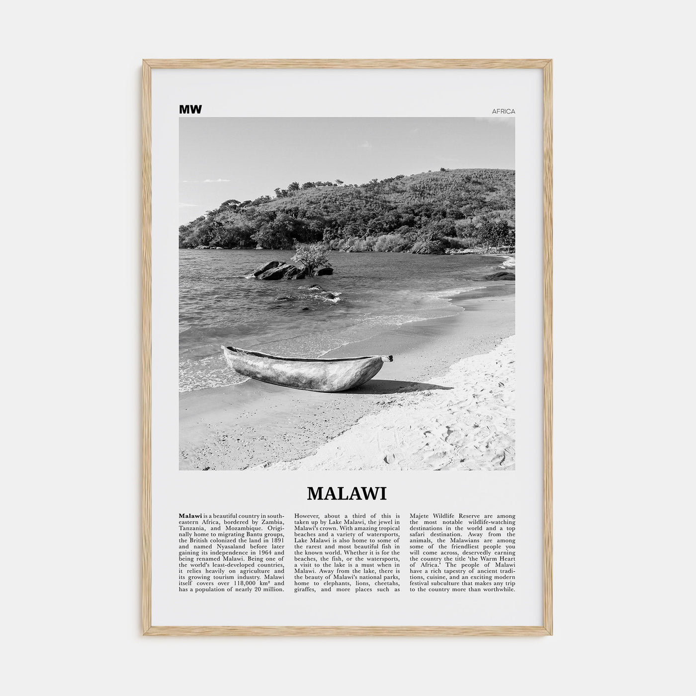 Malawi Travel B&W Poster