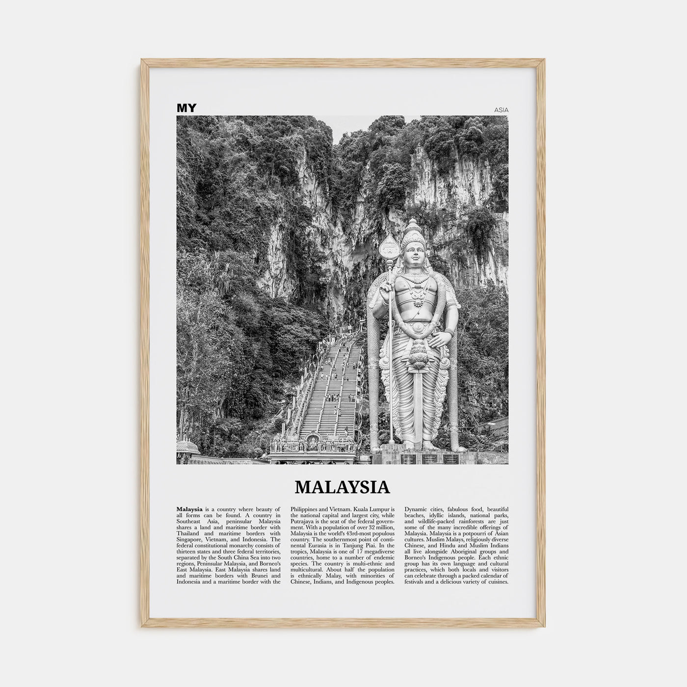 Malaysia Travel B&W Poster