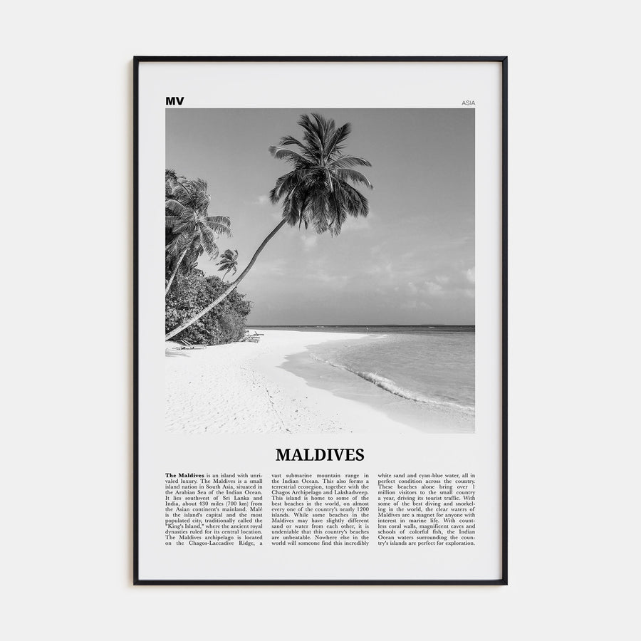 Maldives Travel B&W No 1 Poster