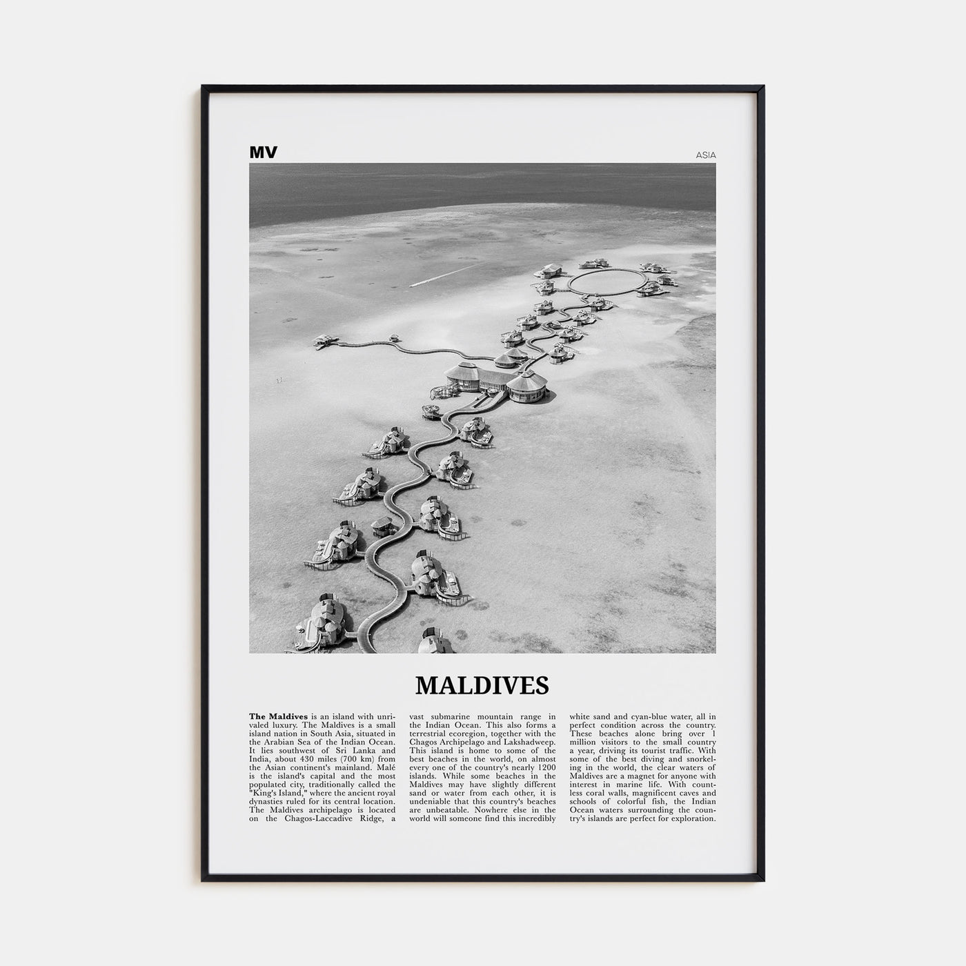 Maldives Travel B&W No 2 Poster