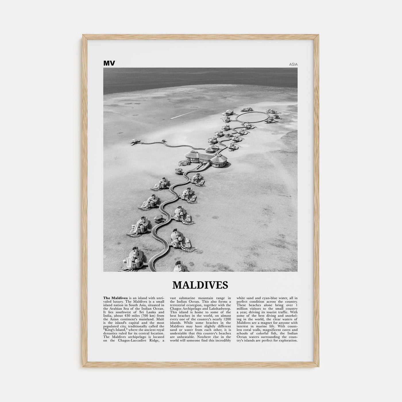 Maldives Travel B&W No 2 Poster