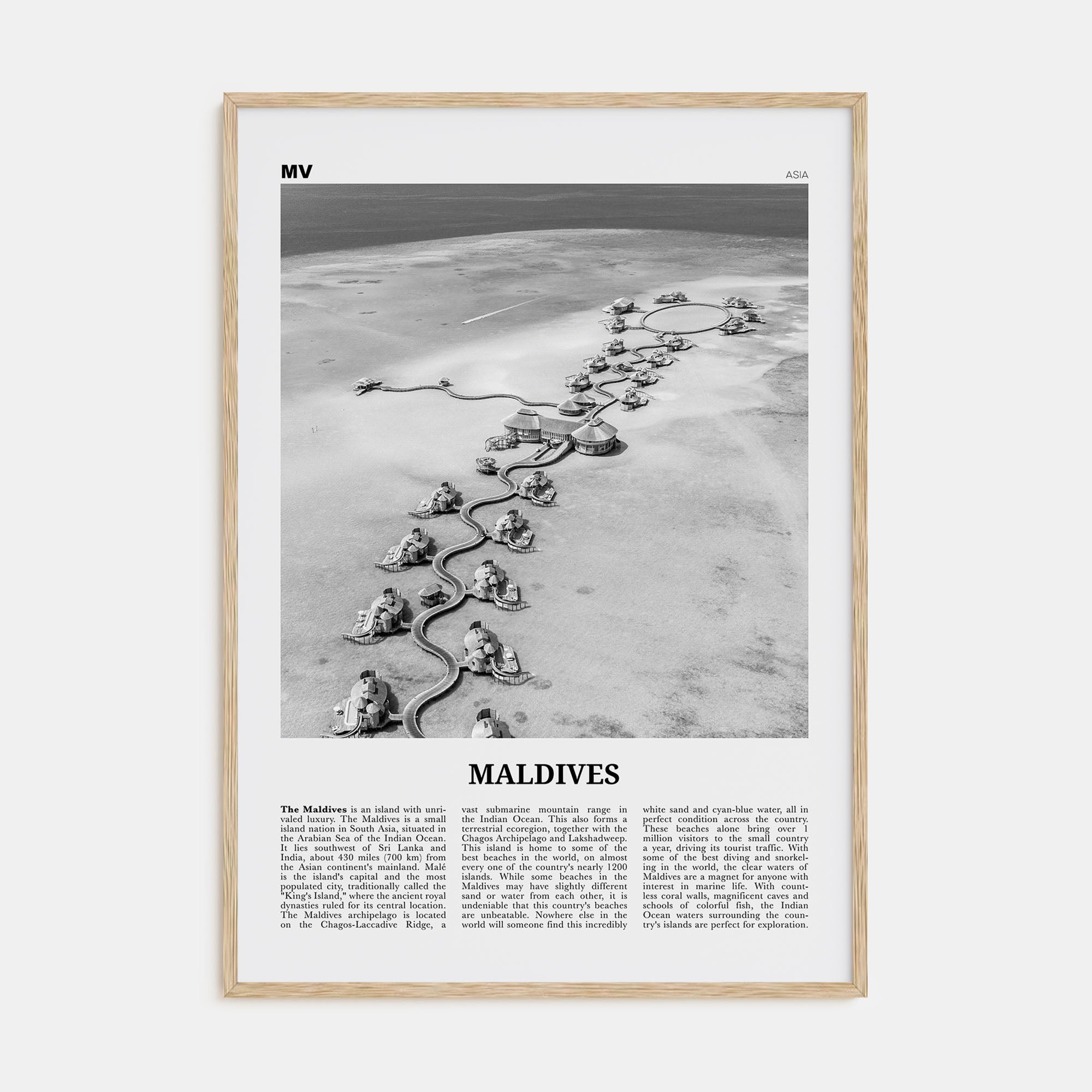 Maldives Travel B&W No 2 Poster