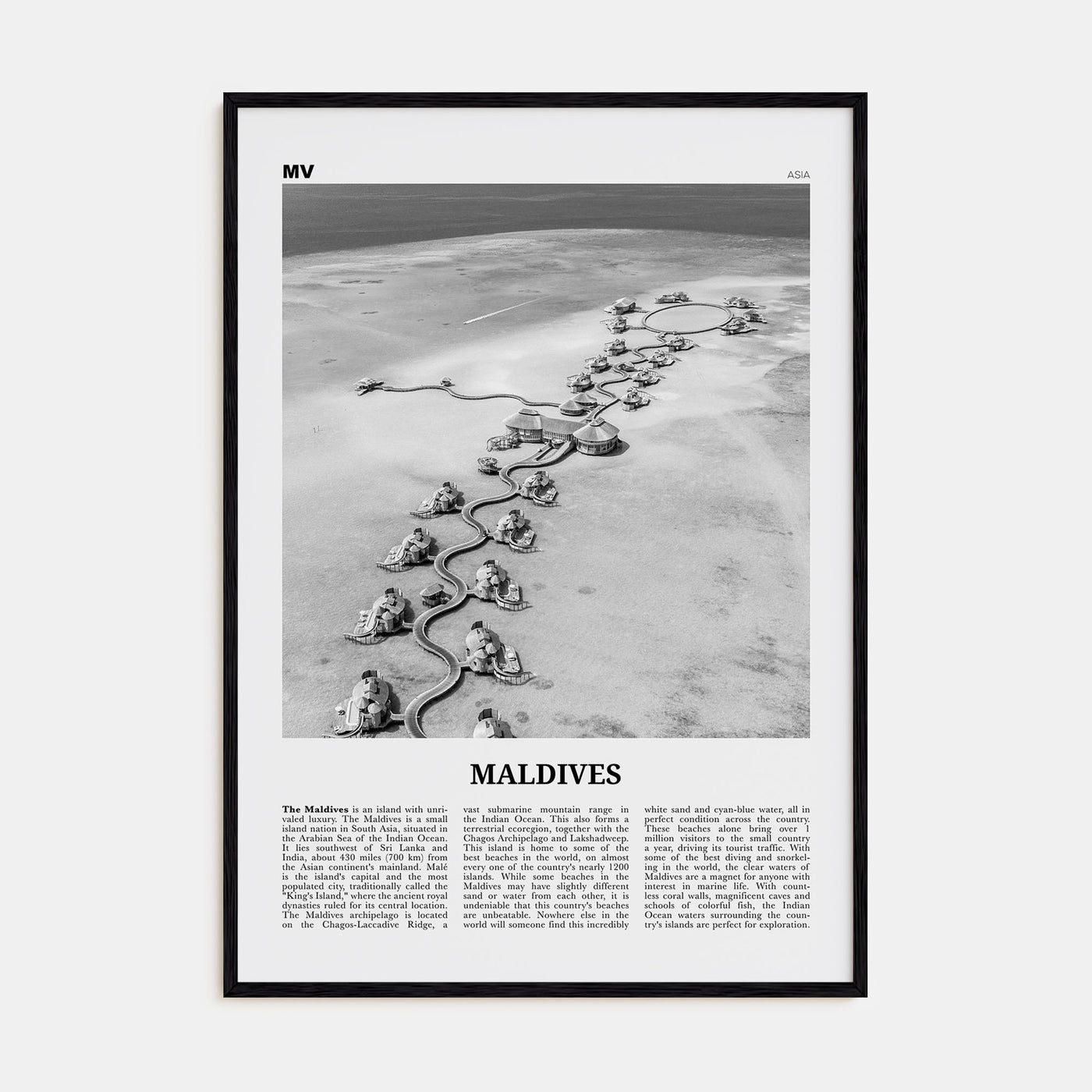 Maldives Travel B&W No 2 Poster