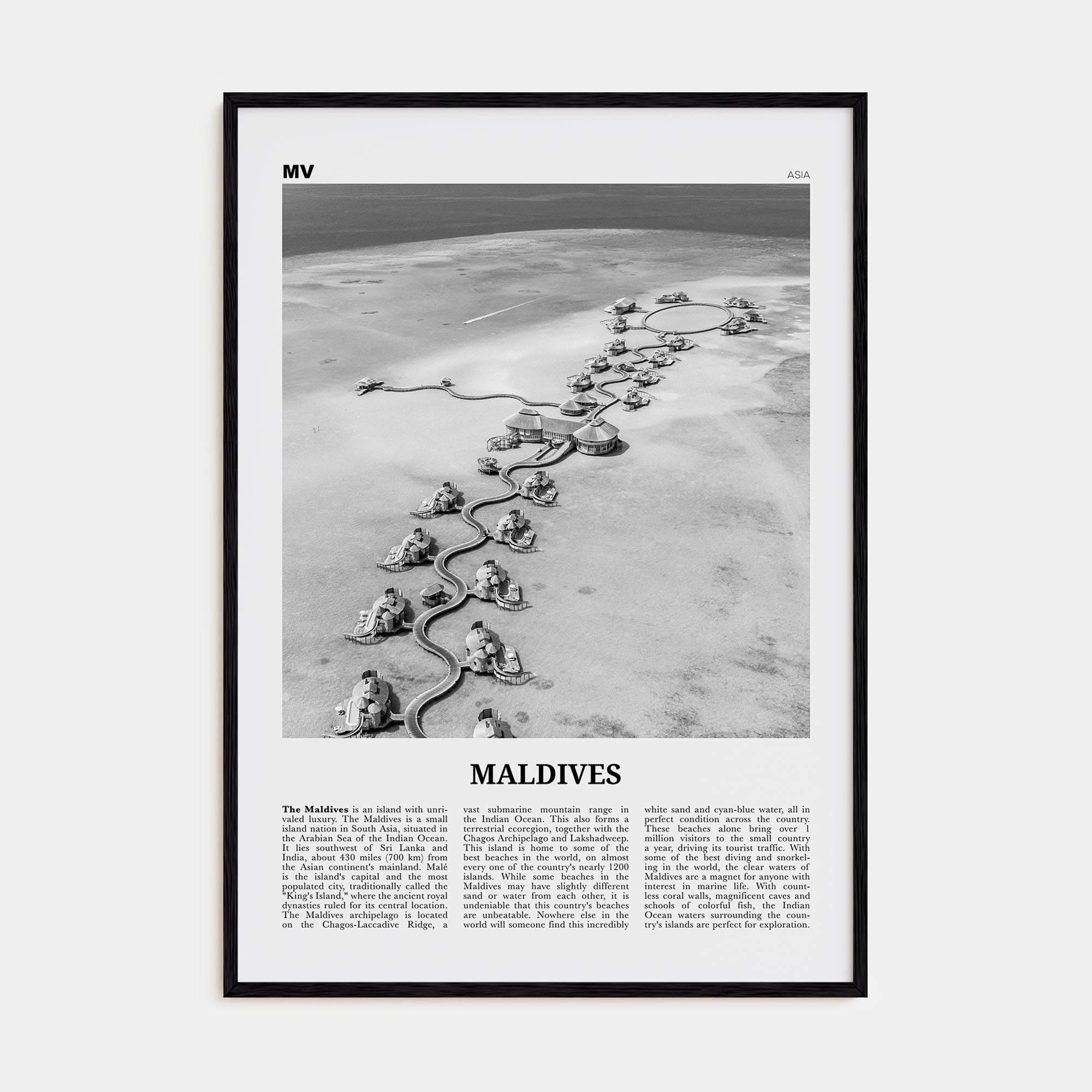 Maldives Travel B&W No 2 Poster
