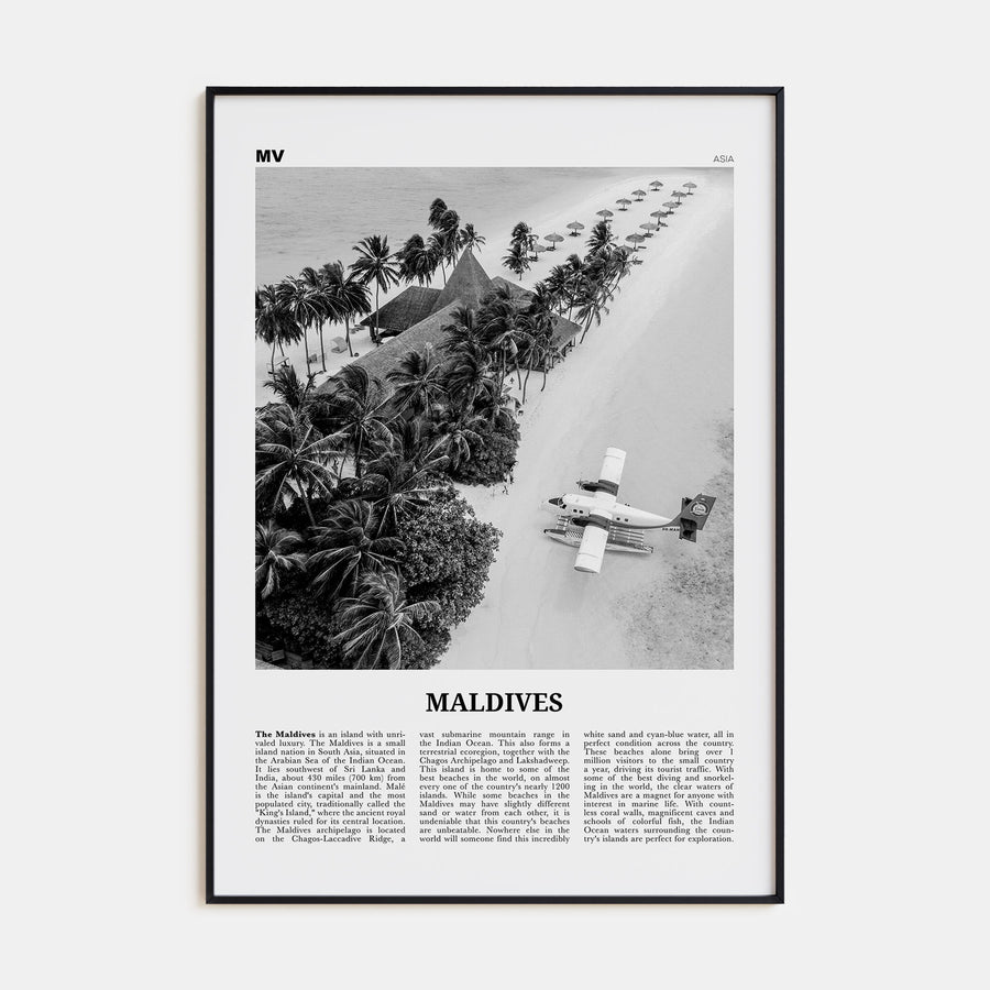 Maldives Travel B&W No 3 Poster