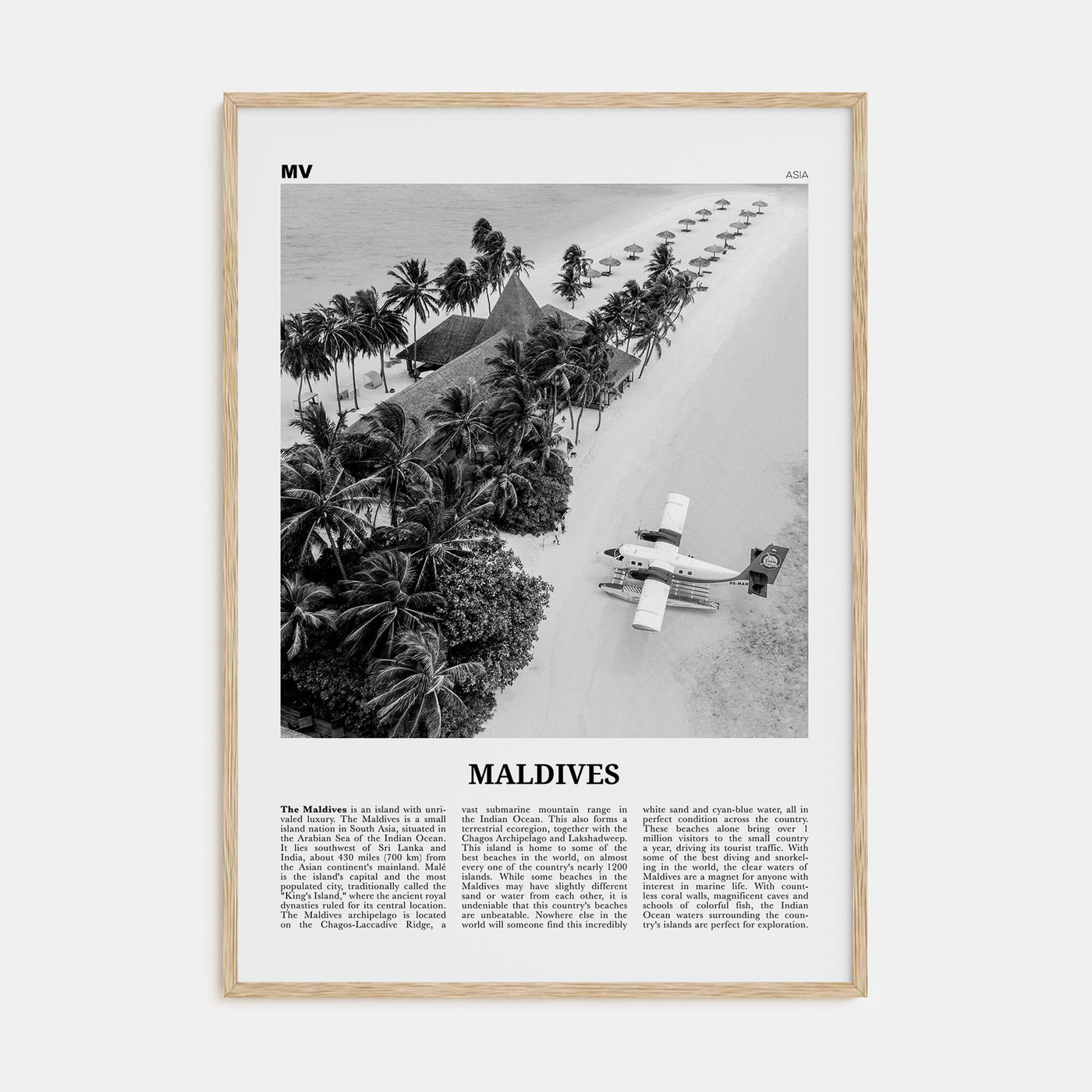 Maldives Travel B&W No 3 Poster