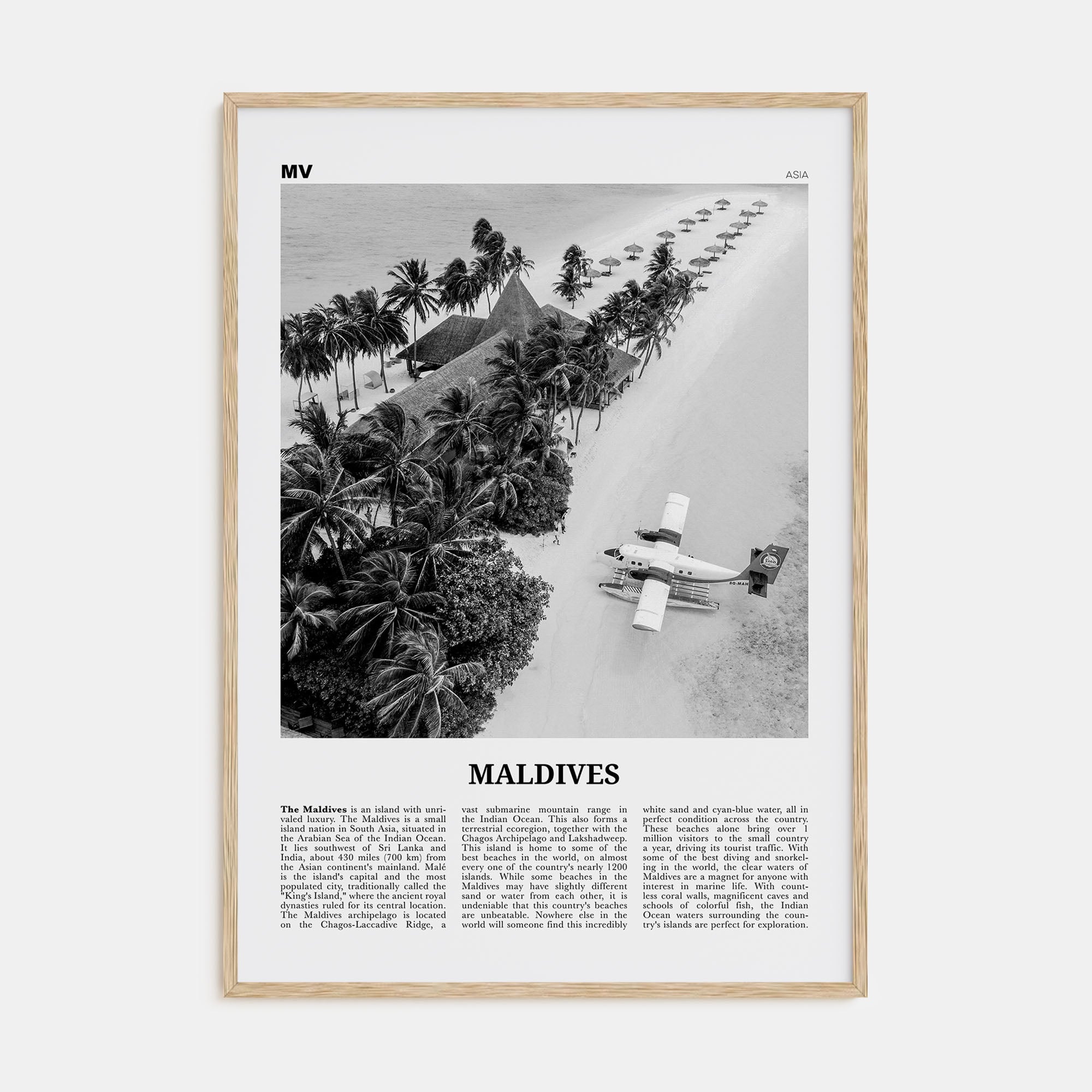 Maldives Travel B&W No 3 Poster