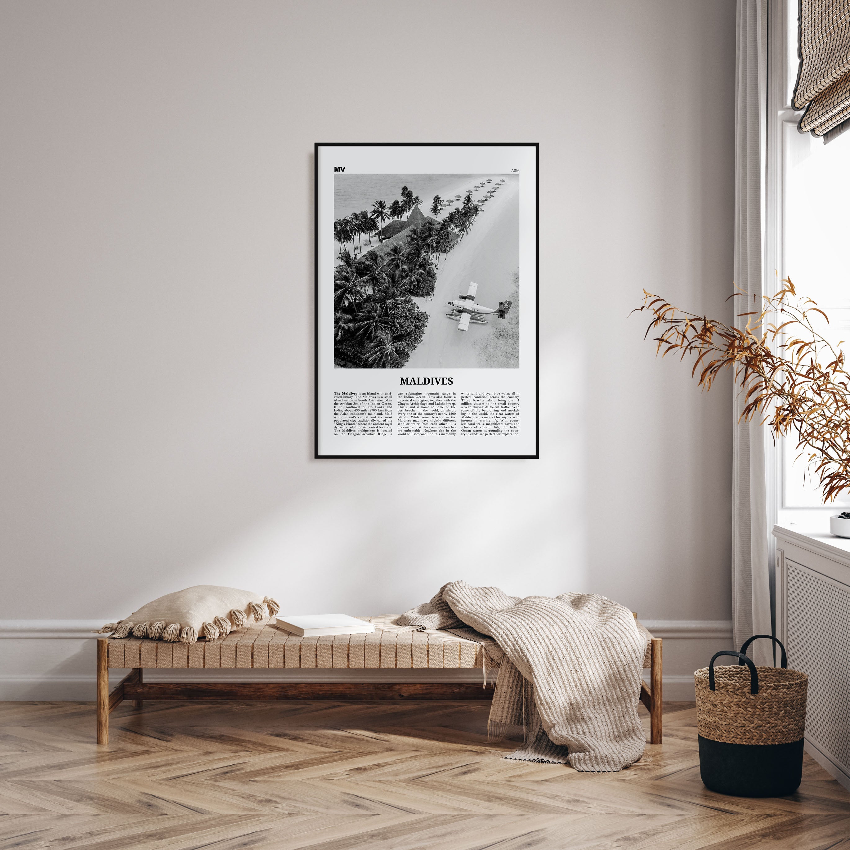 Maldives Travel B&W No 3 Poster