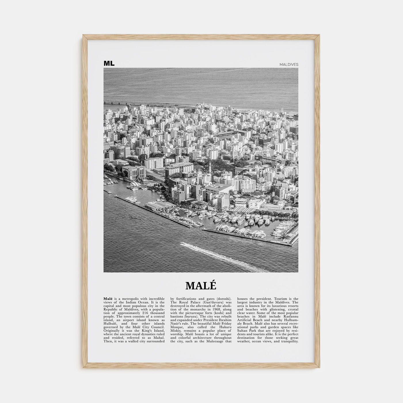 Malé Travel B&W Poster