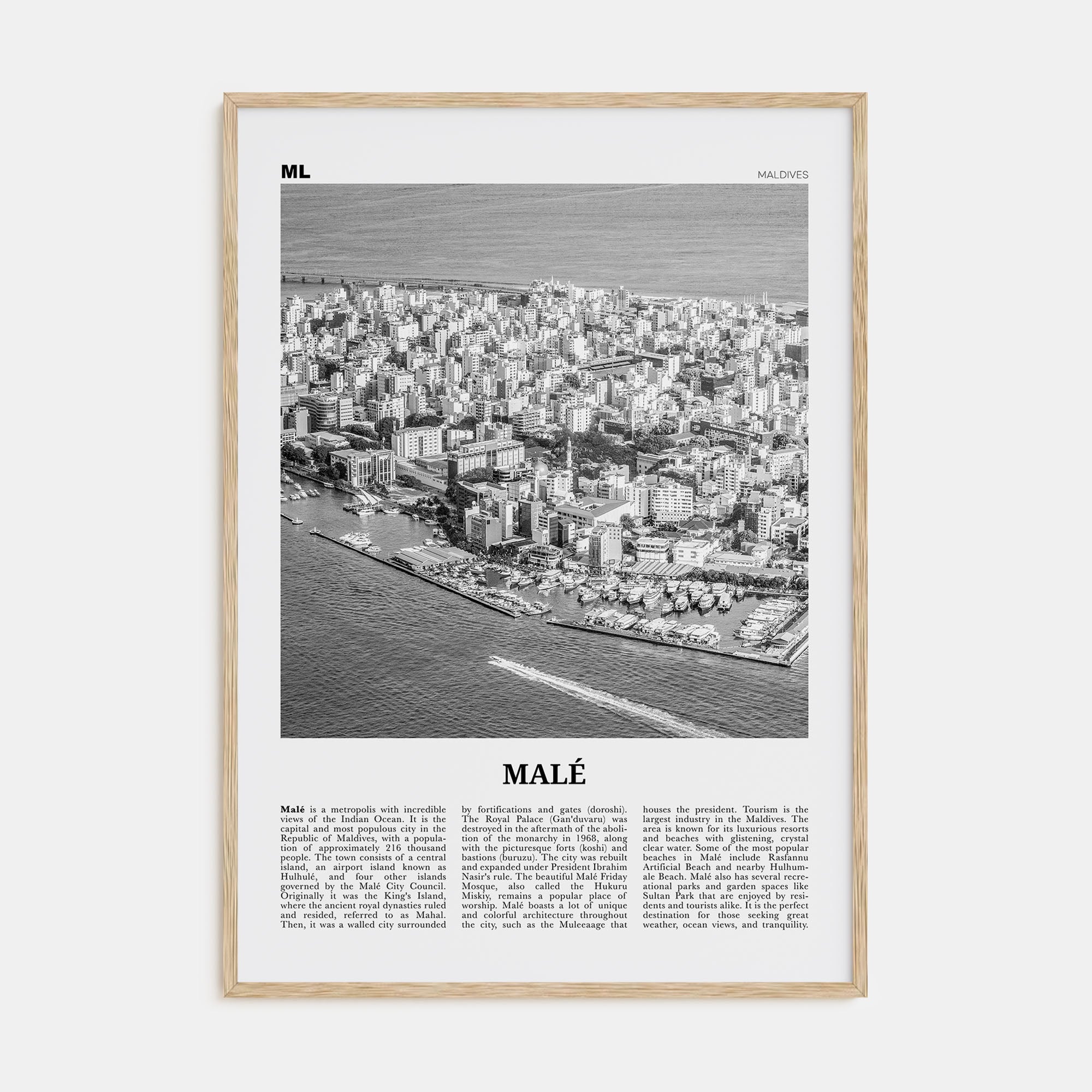 Malé Travel B&W Poster