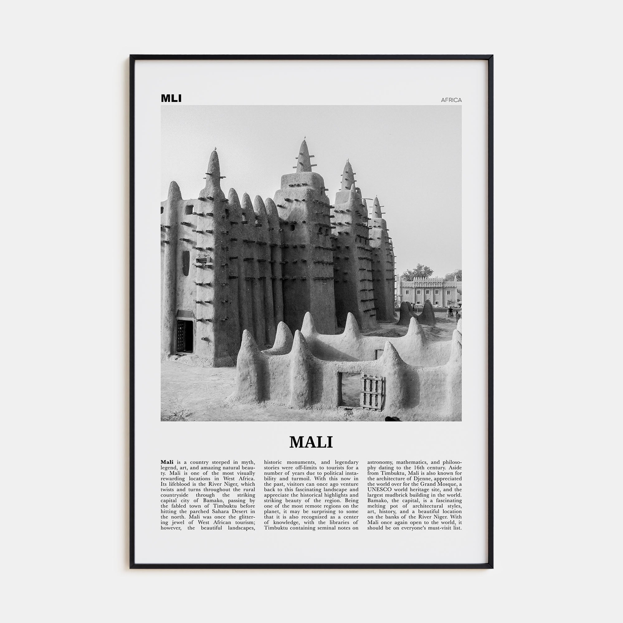 Mali Travel B&W Poster