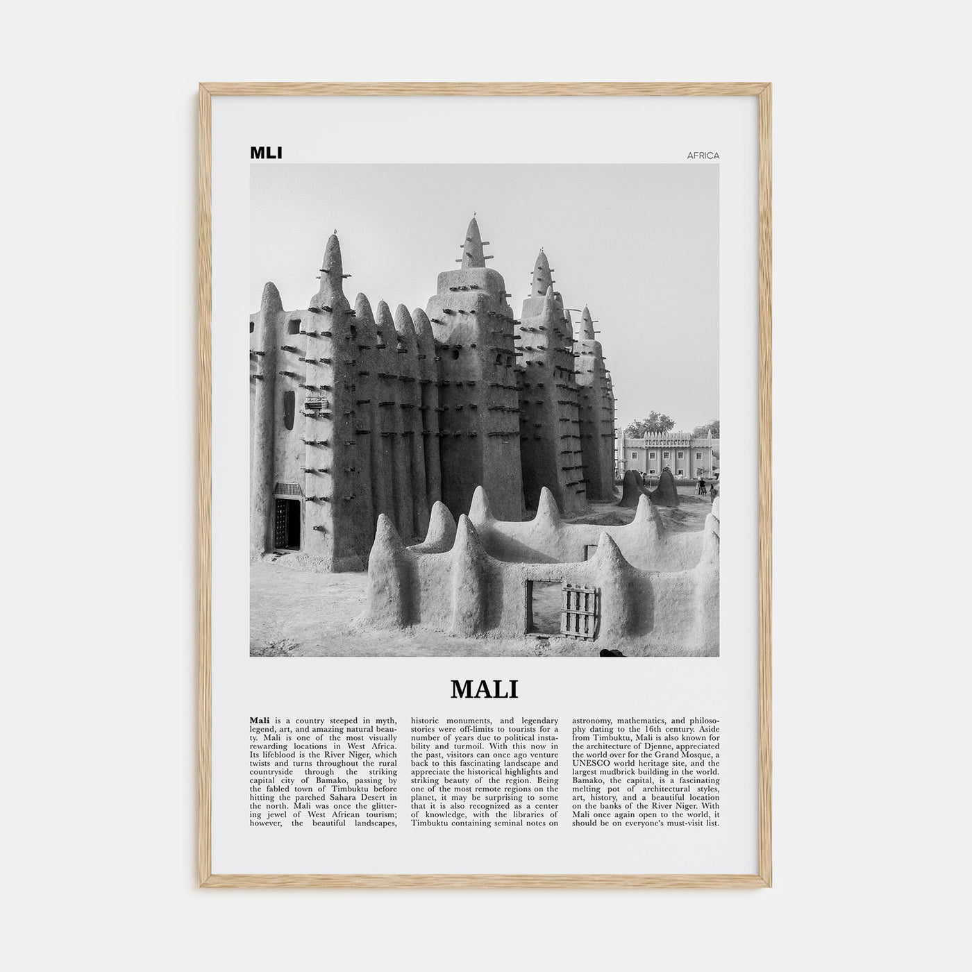 Mali Travel B&W Poster