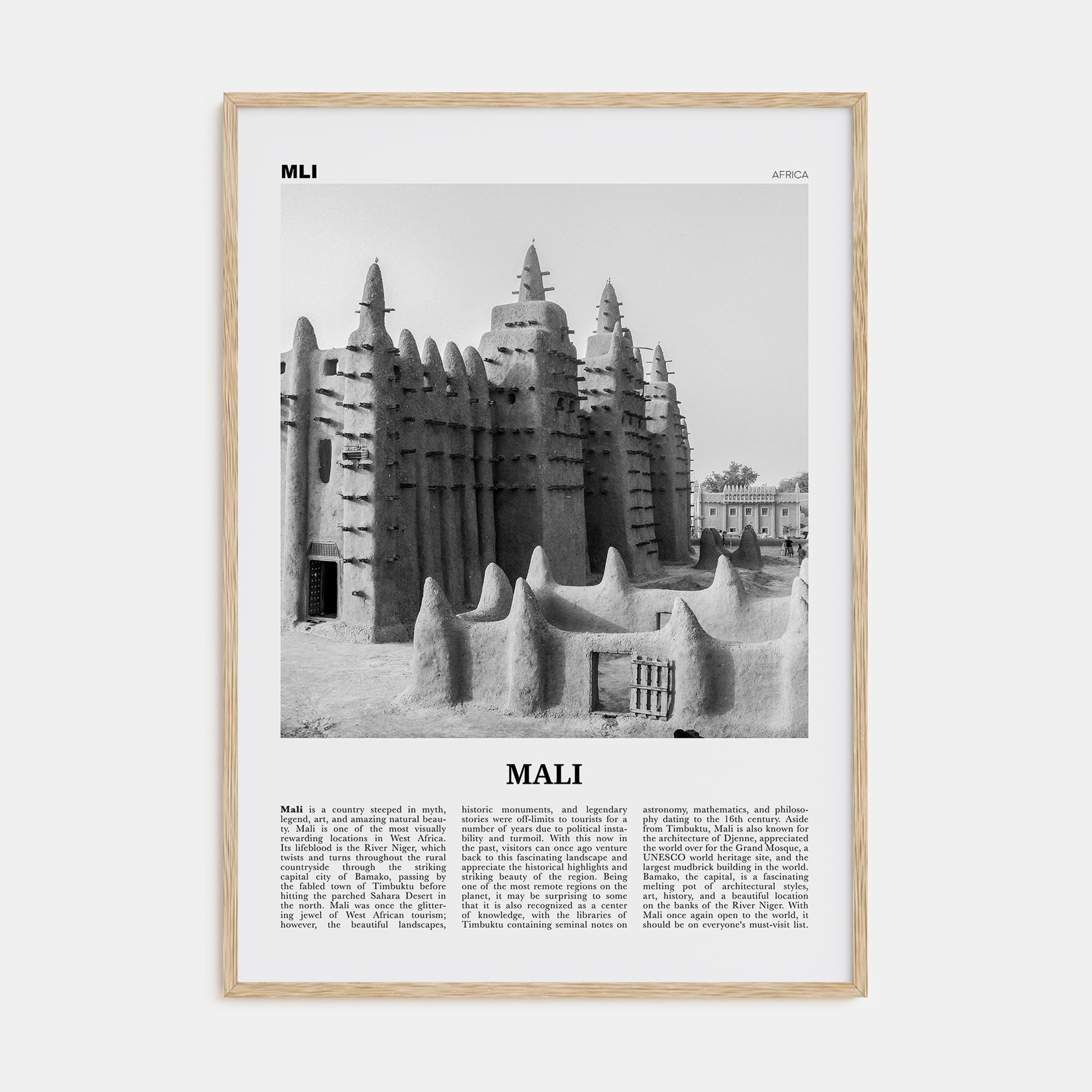 Mali Travel B&W Poster