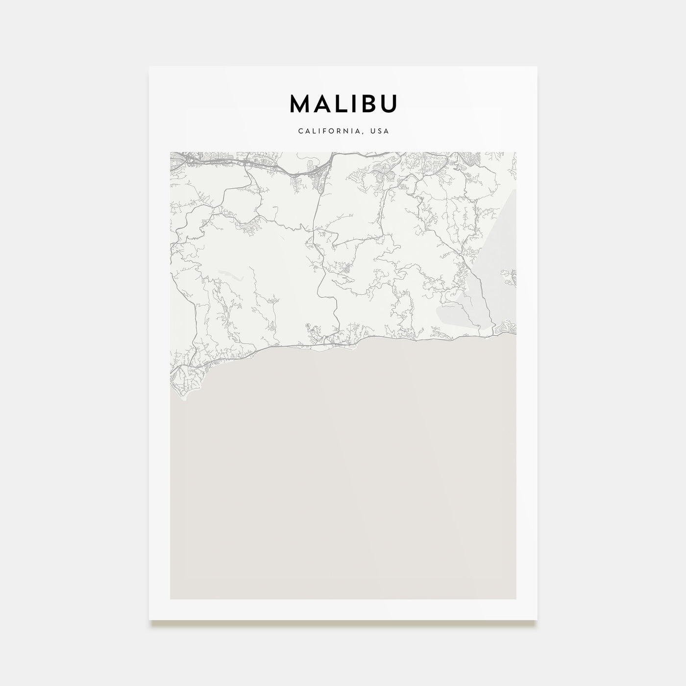 Malibu Map Portrait Poster