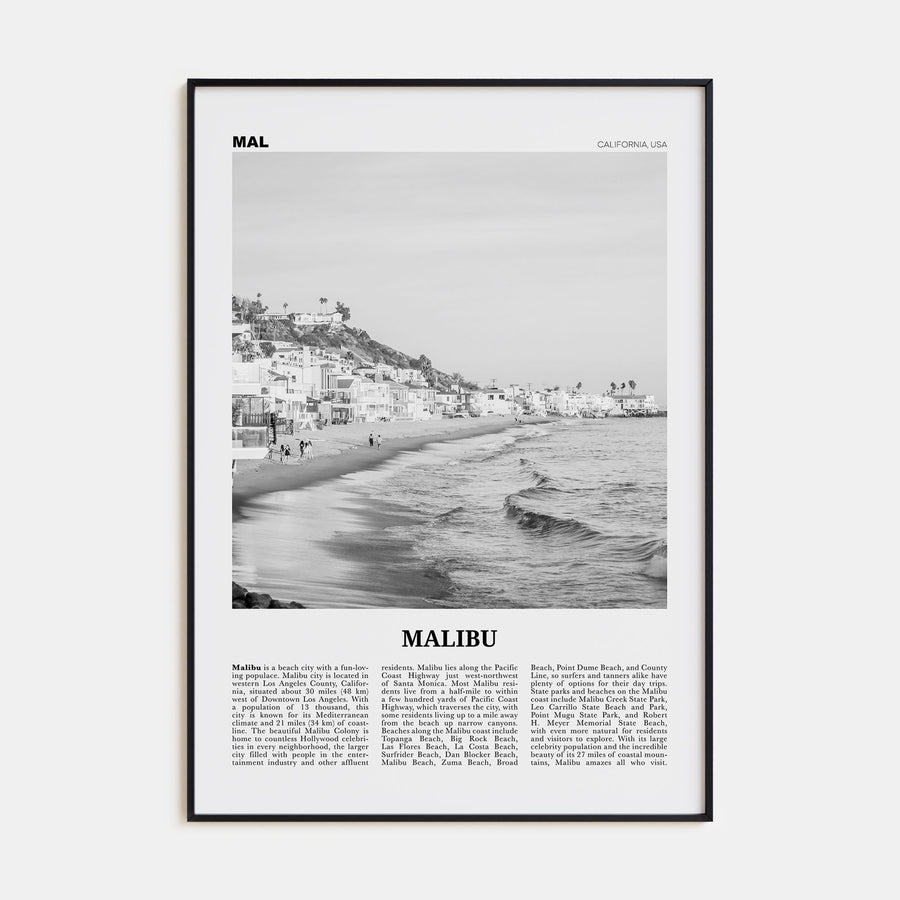 Malibu Travel B&W No 1 Poster
