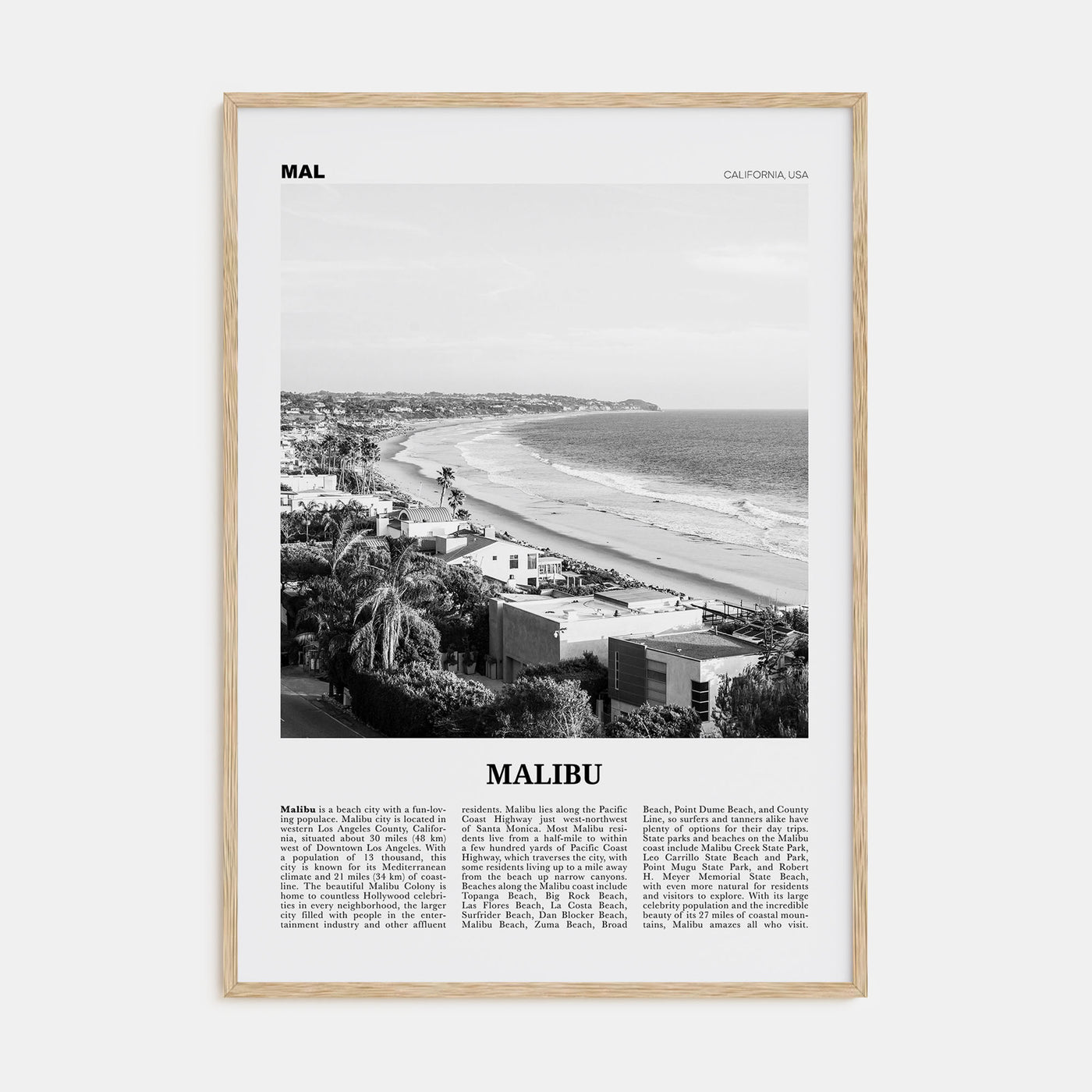 Malibu Travel B&W No 2 Poster