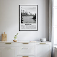 Maligne Lake Travel B&W Poster