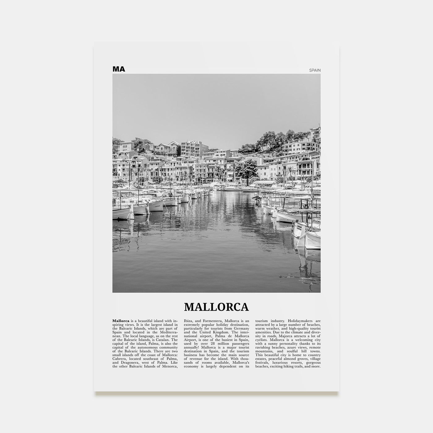 Mallorca Travel B&W No 2 Poster