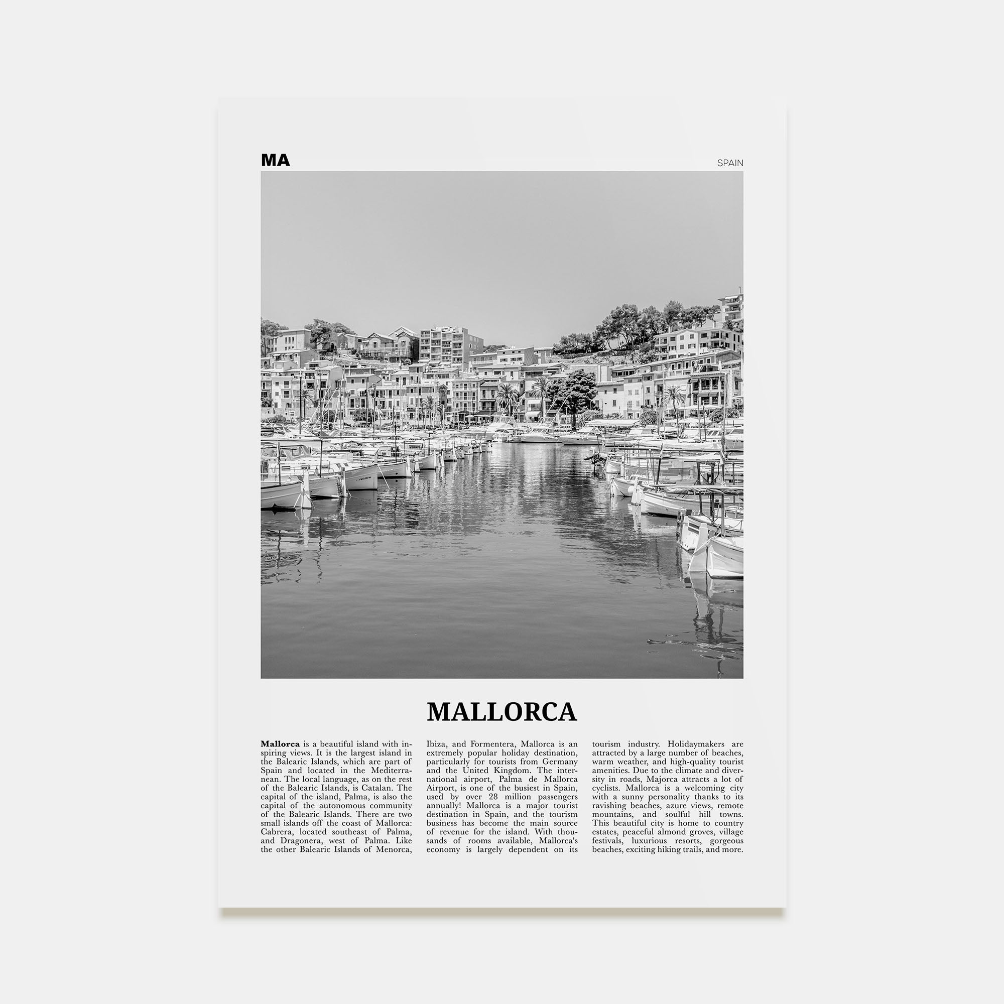 Mallorca Travel B&W No 2 Poster