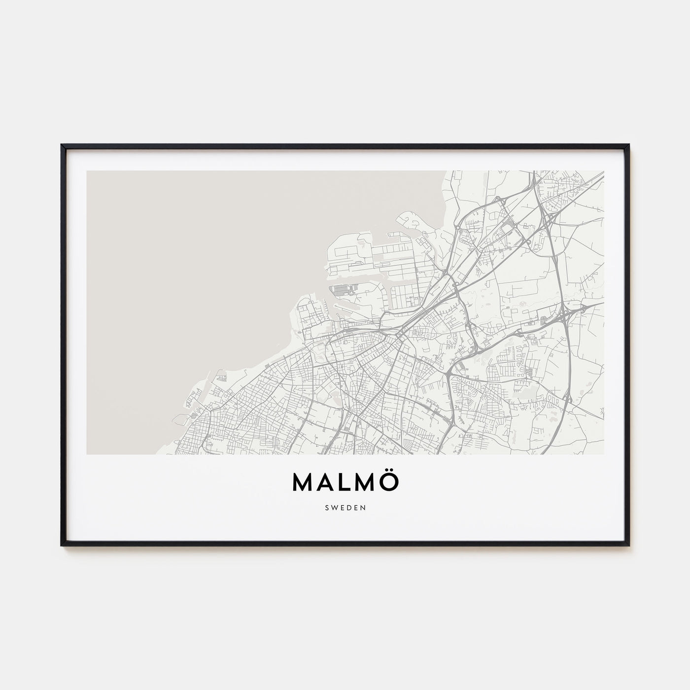 Malmö Map Landscape Poster