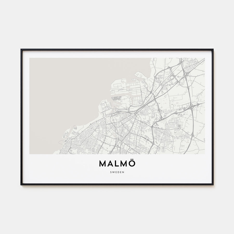 Malmö Map Landscape Poster