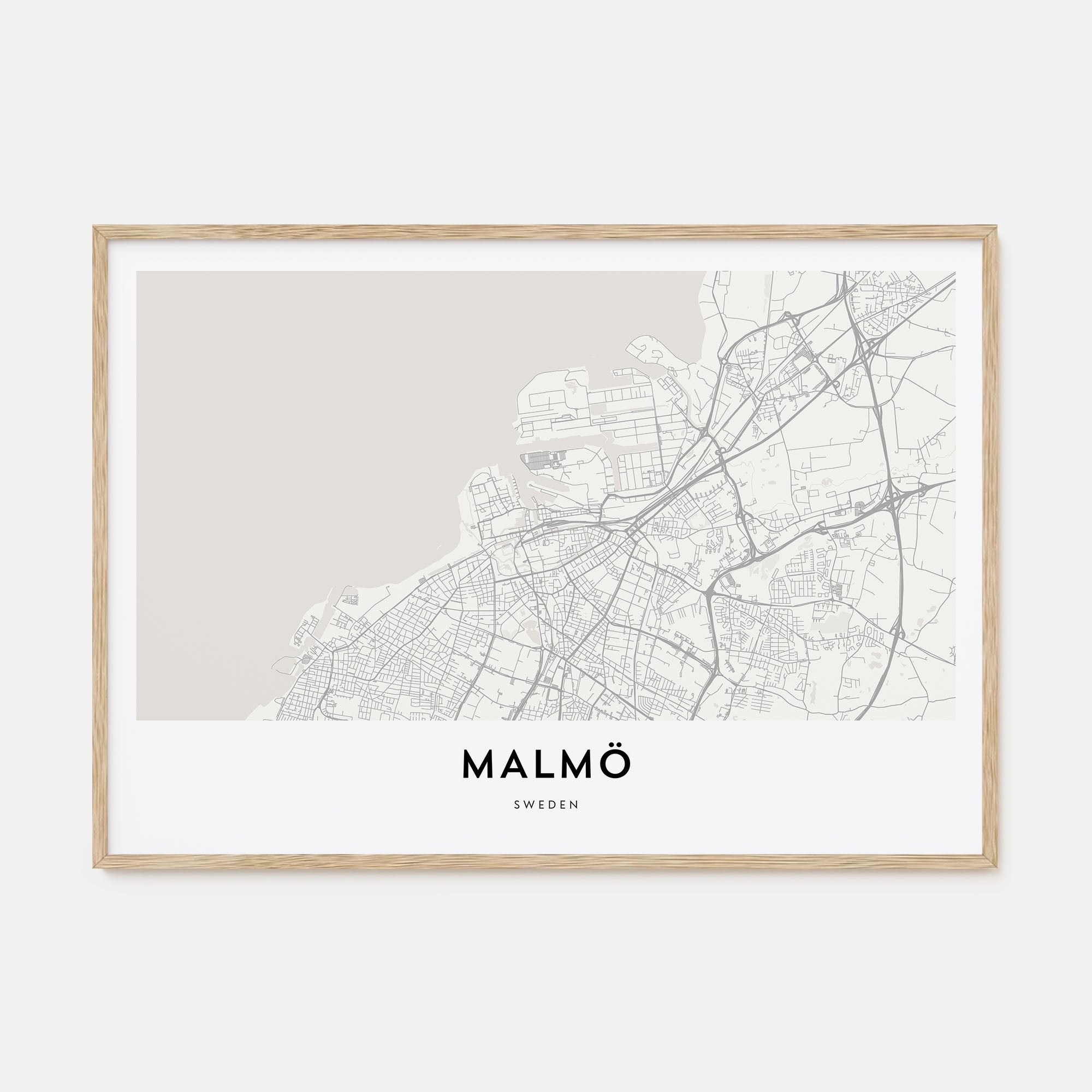 Malmö Map Landscape Poster