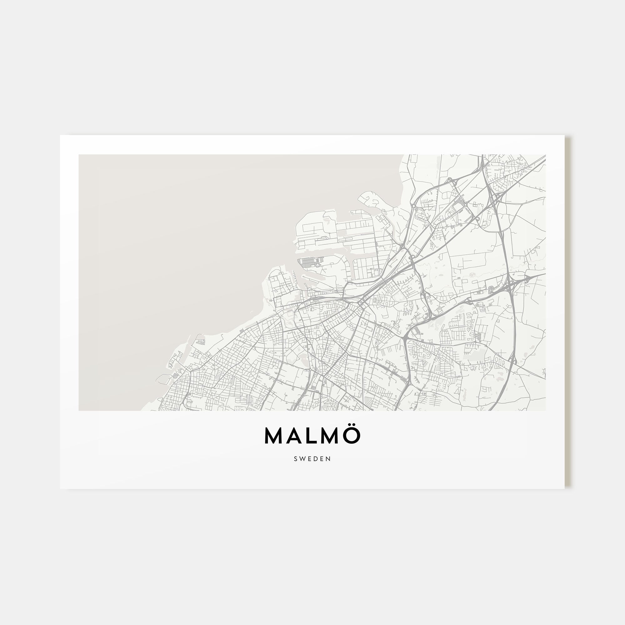 Malmö Map Landscape Poster