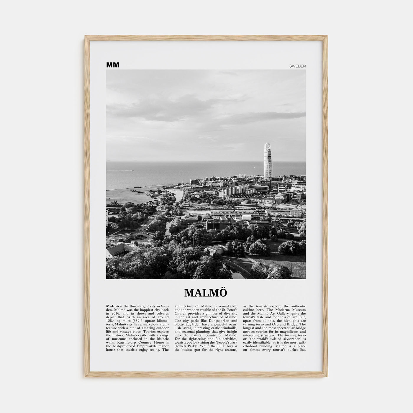 Malmö Travel B&W Poster
