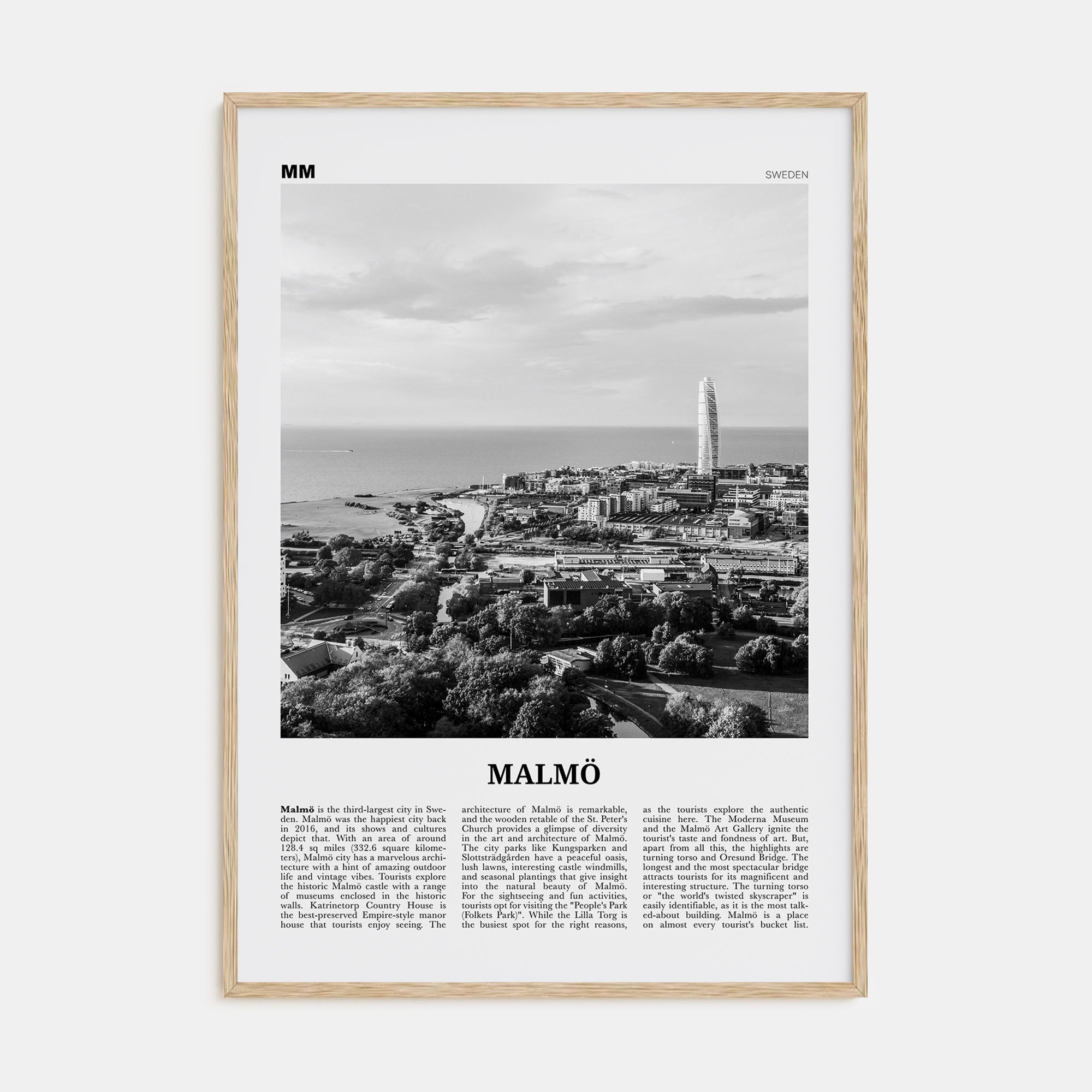 Malmö Travel B&W Poster