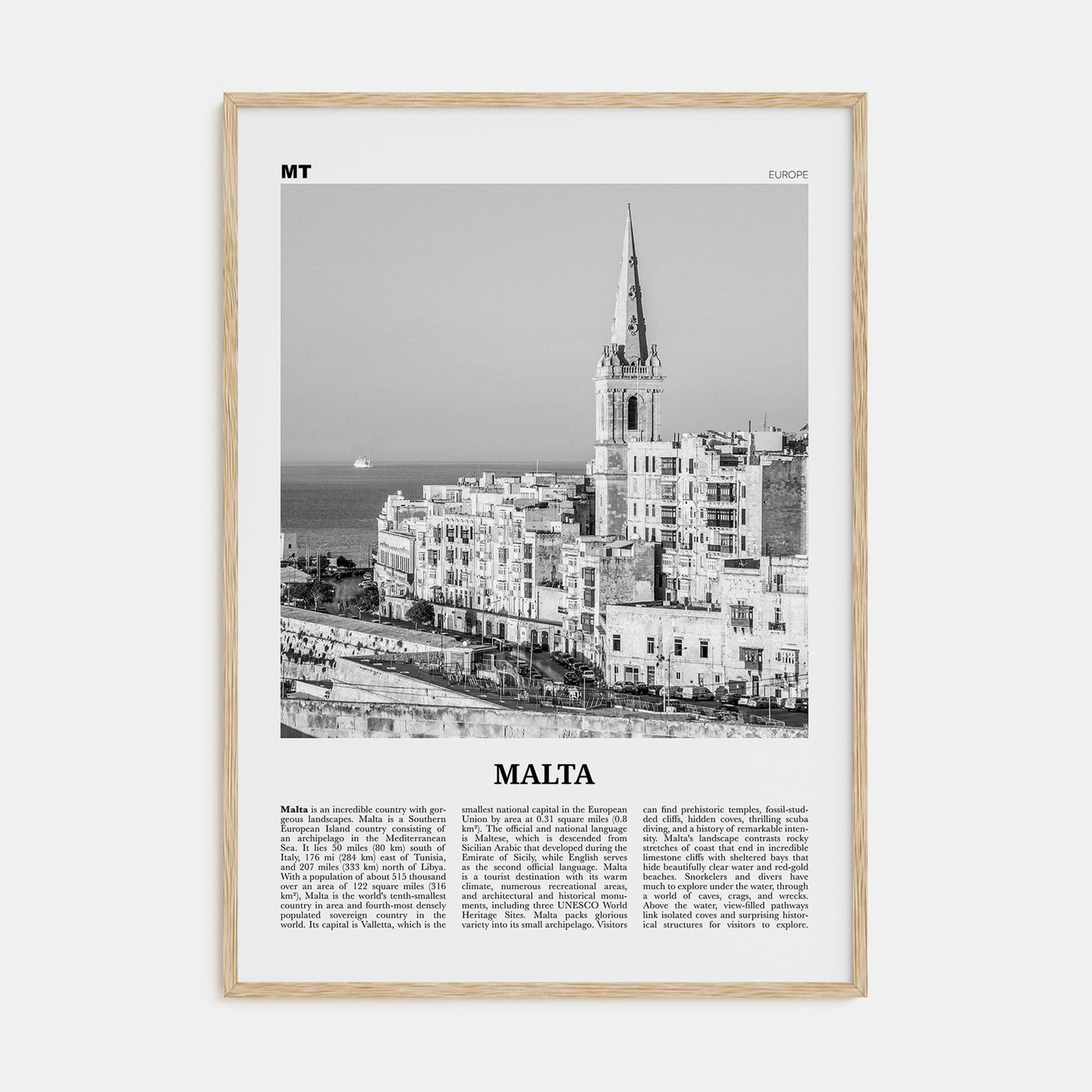 Malta Travel B&W Poster