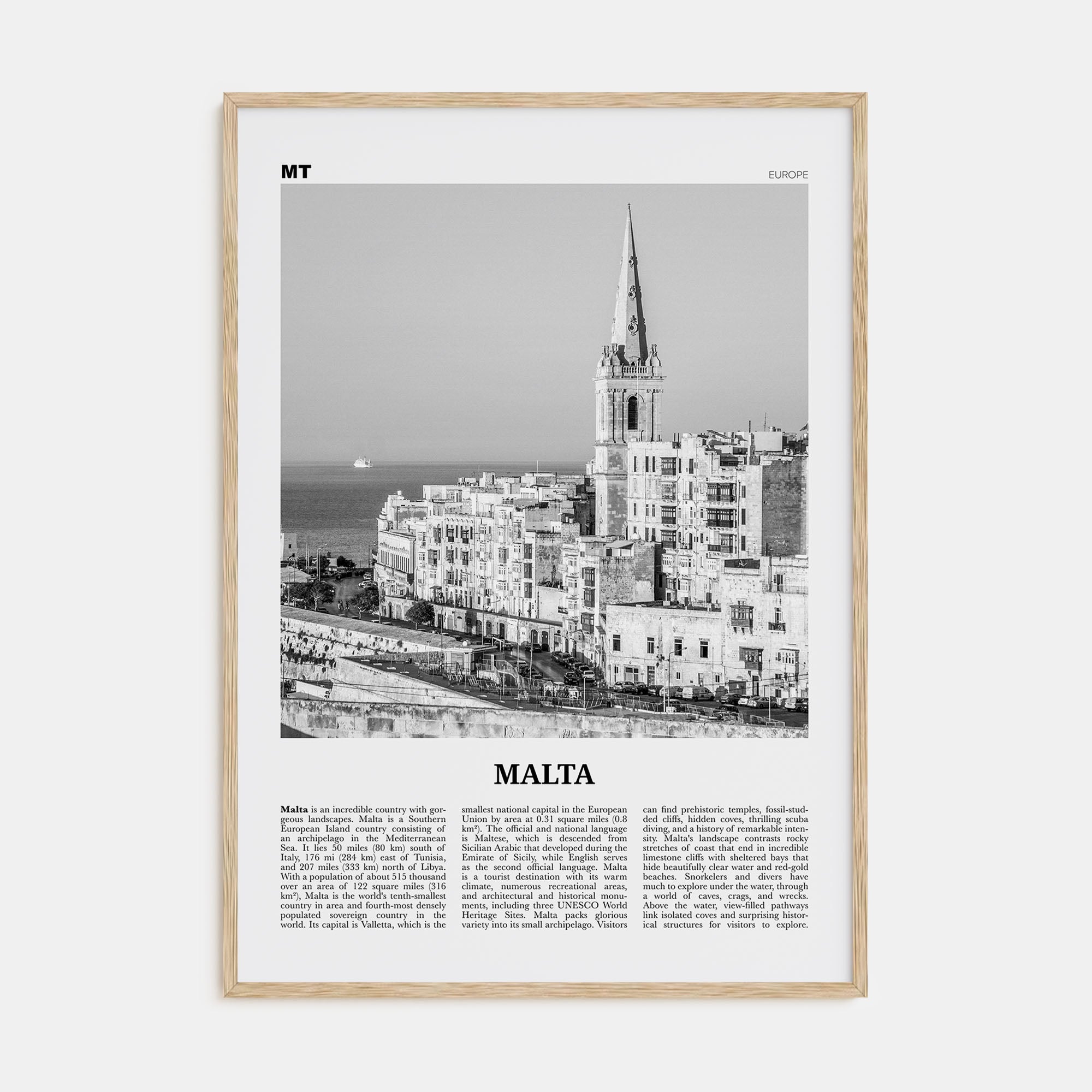 Malta Travel B&W Poster