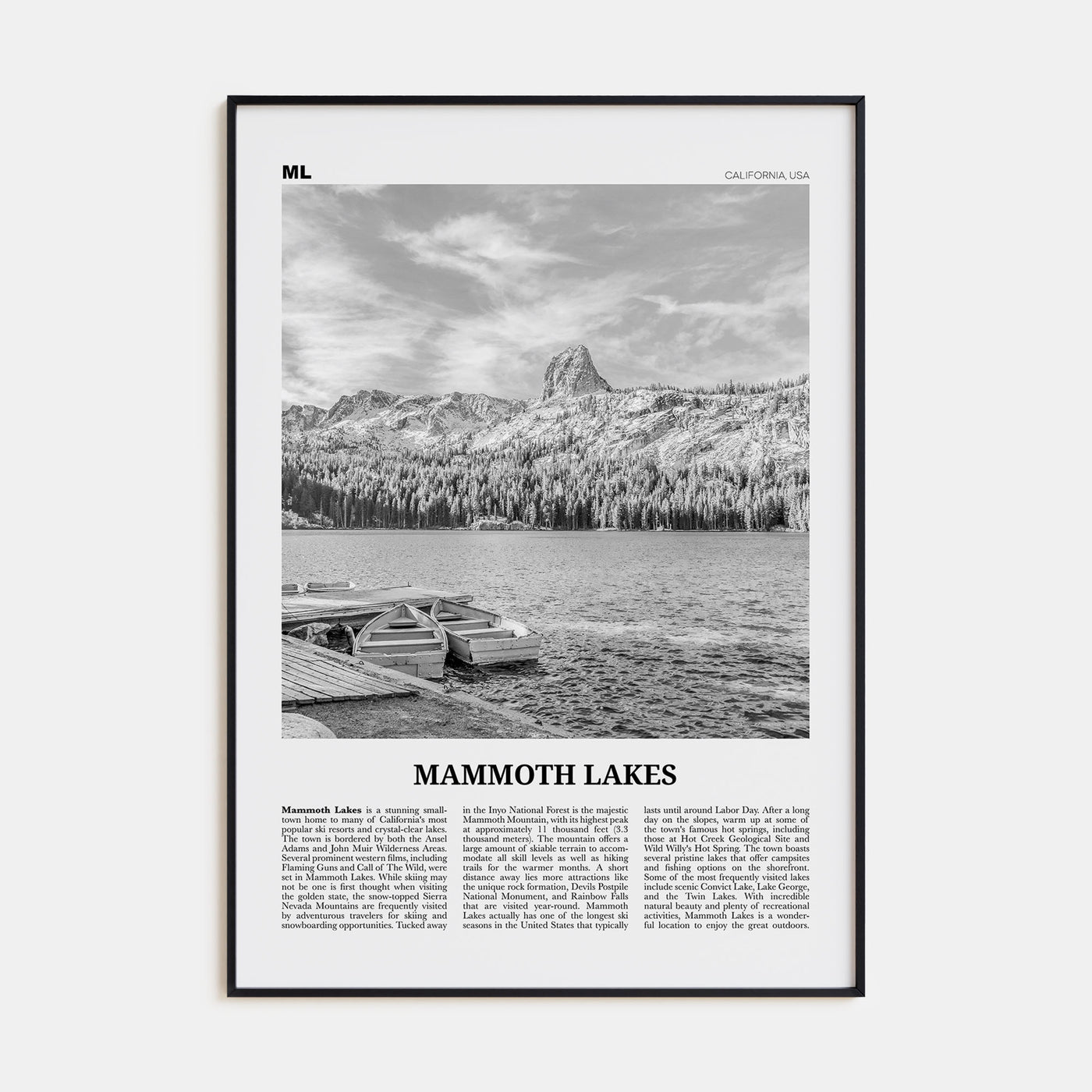 Mammoth Lakes Travel B&W Poster